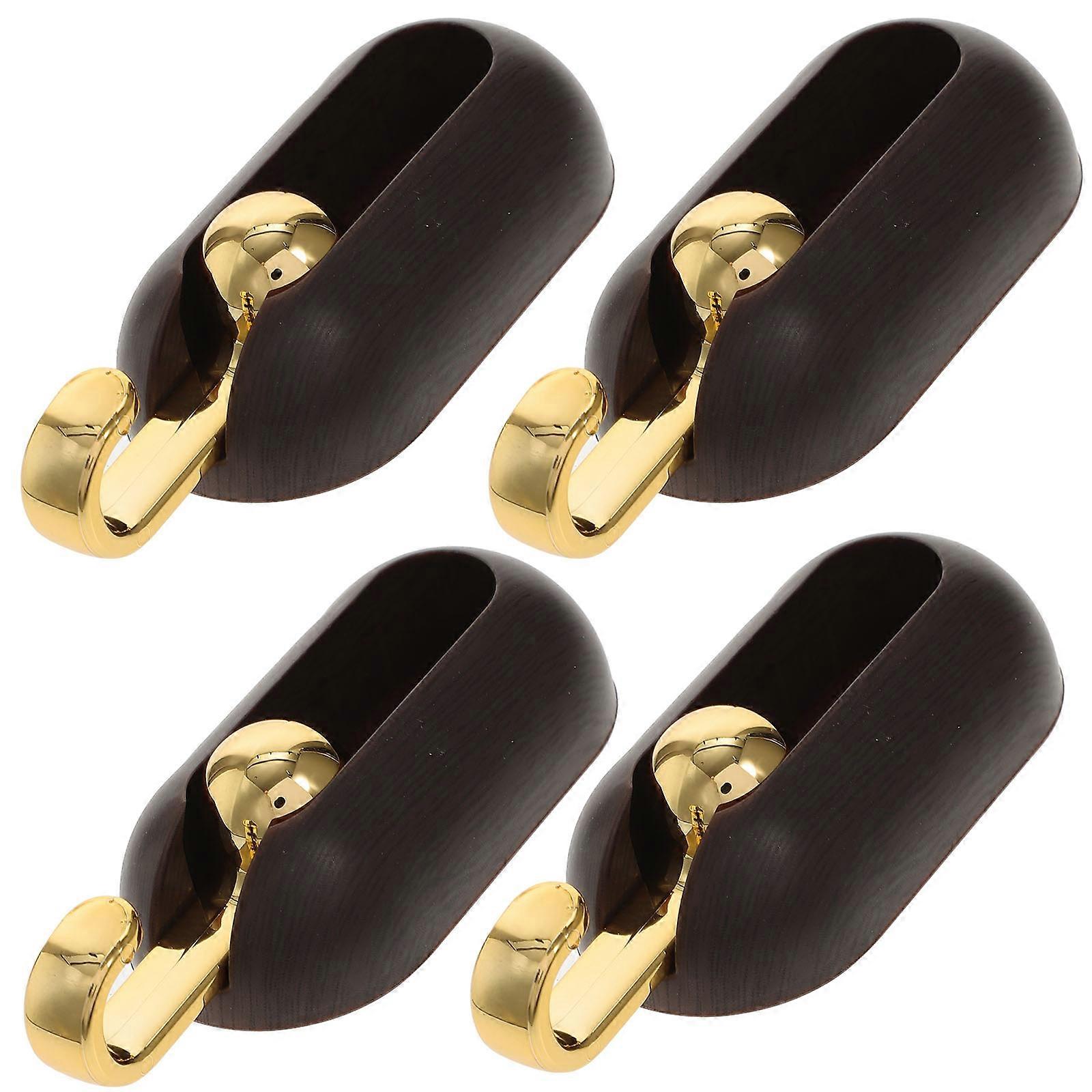 Adhesive Wall Hooks for Home Use ABS Material Light Brown 4pcs Smooth Surface 2.56x1.57 Inches