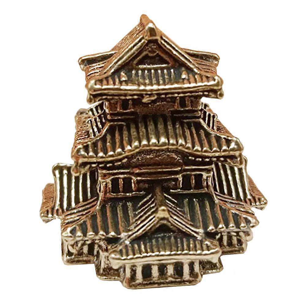 Retro Pavilion Figurine Mini Statue Collectible Office Decor Square 3.00X2.70X2.00CM 1Pack