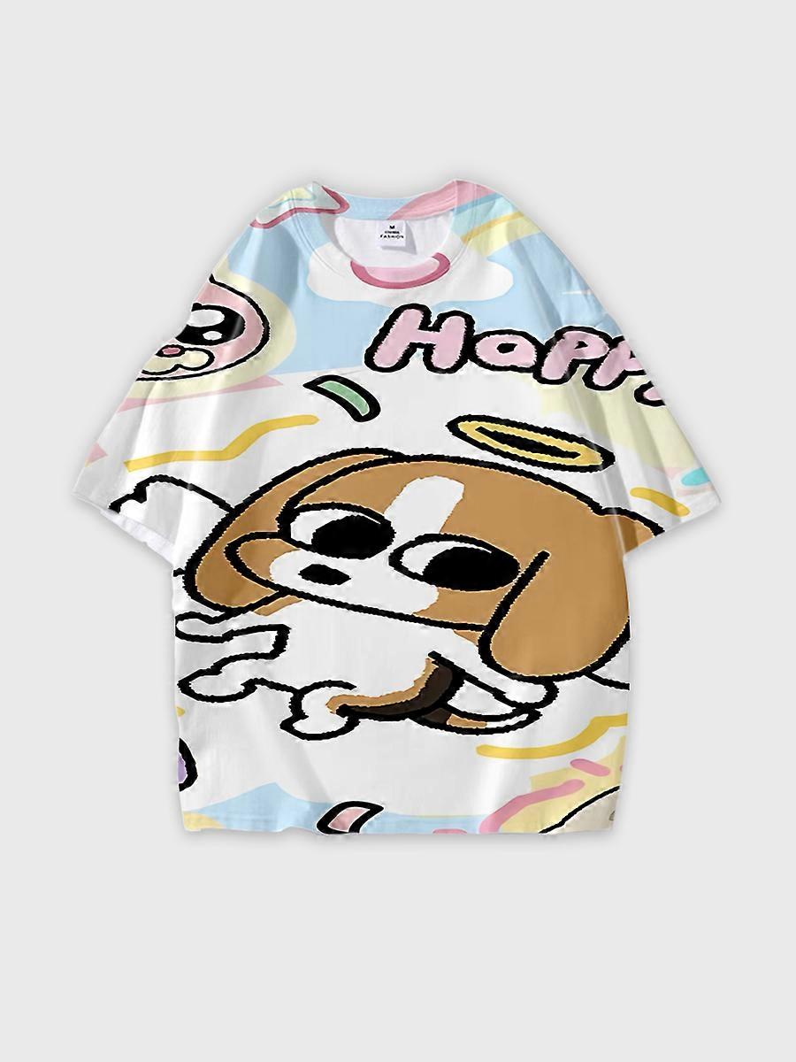 T-shirt short sleeve round neck summer casual loose D3282