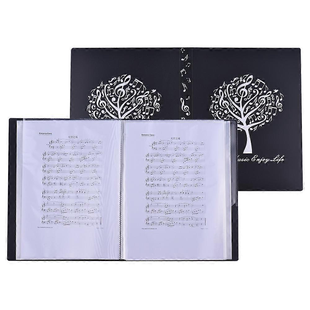 Music Sheet Holder A4 Plastic Folder 40 Pockets Black 50x30cm