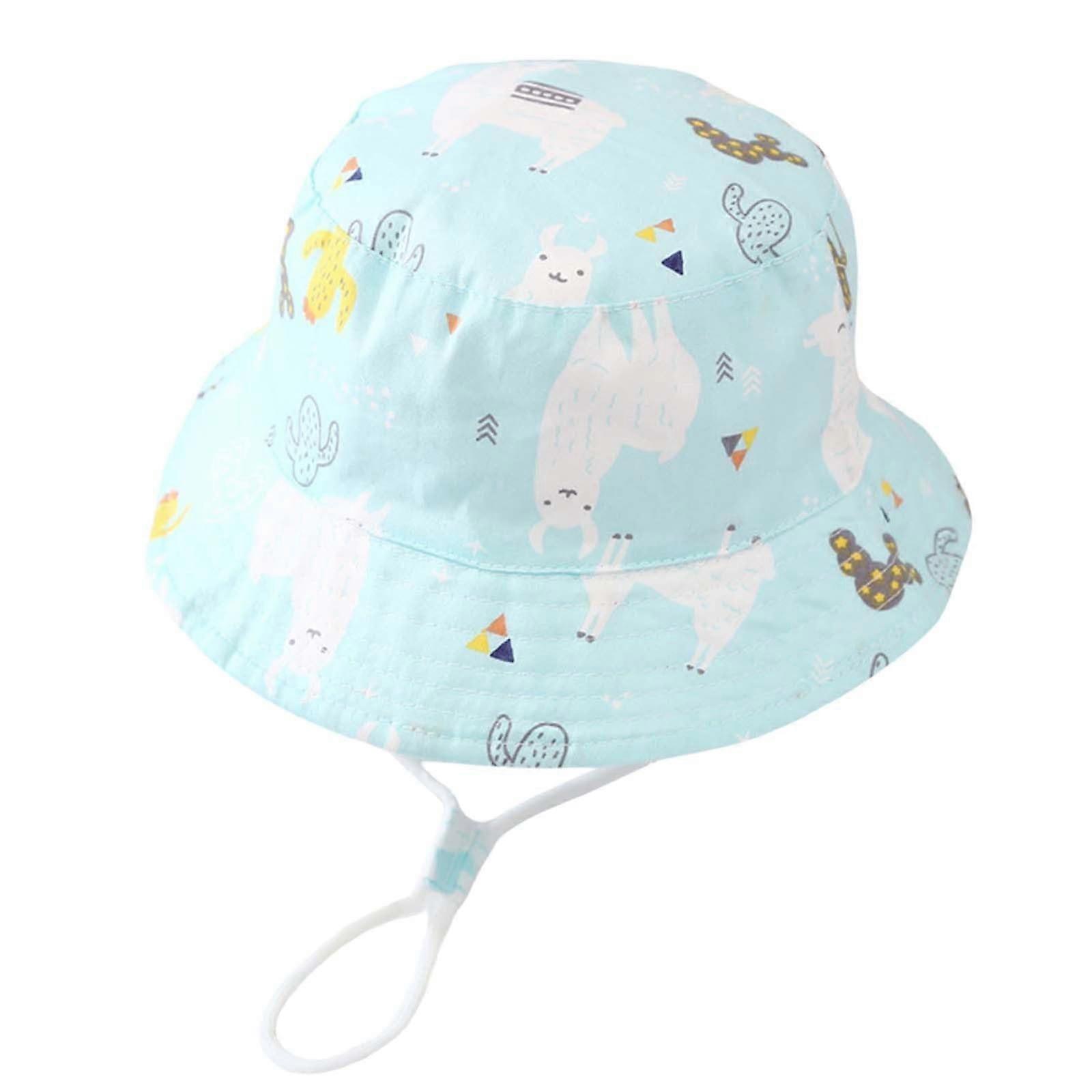 Sun Hat for Unisex Children Adjustable Bucket Hat with Cute Stars and Digger Design Lightweight UV Protection for Ages 2-4 Hellblau