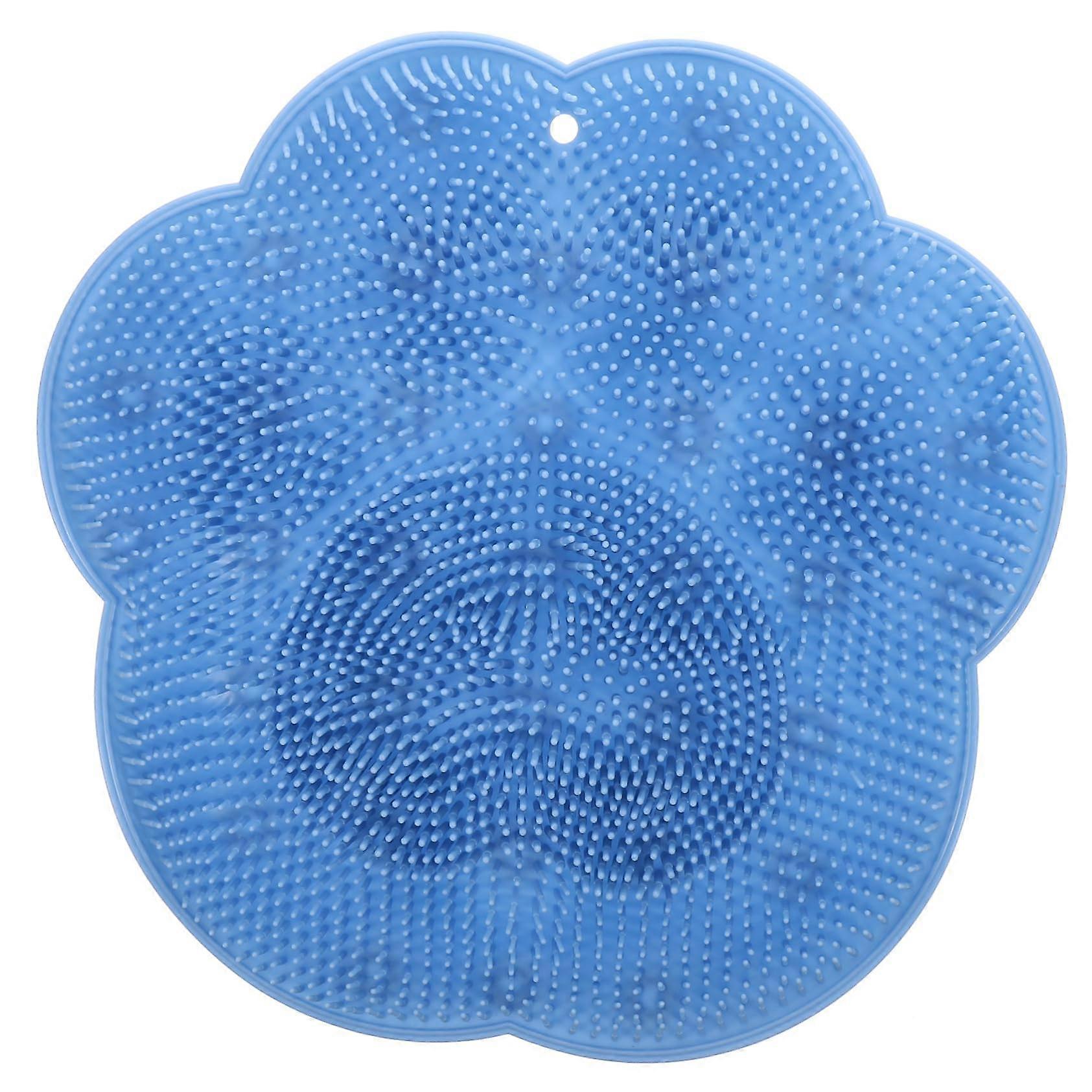 TPR foot cleaning mat, nonslip shower foot scrubber with suction cups for daily body care and practical use in the bathroom, sky blue.
