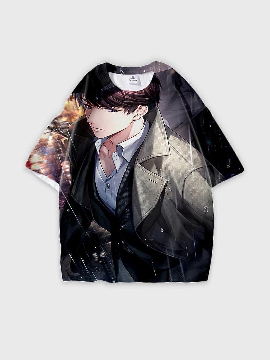 T-shirt round neck Role Pattern loose short sleeve E3400