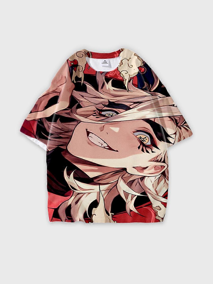 T-shirt round neck Character Pattern loose short sleeve P3306