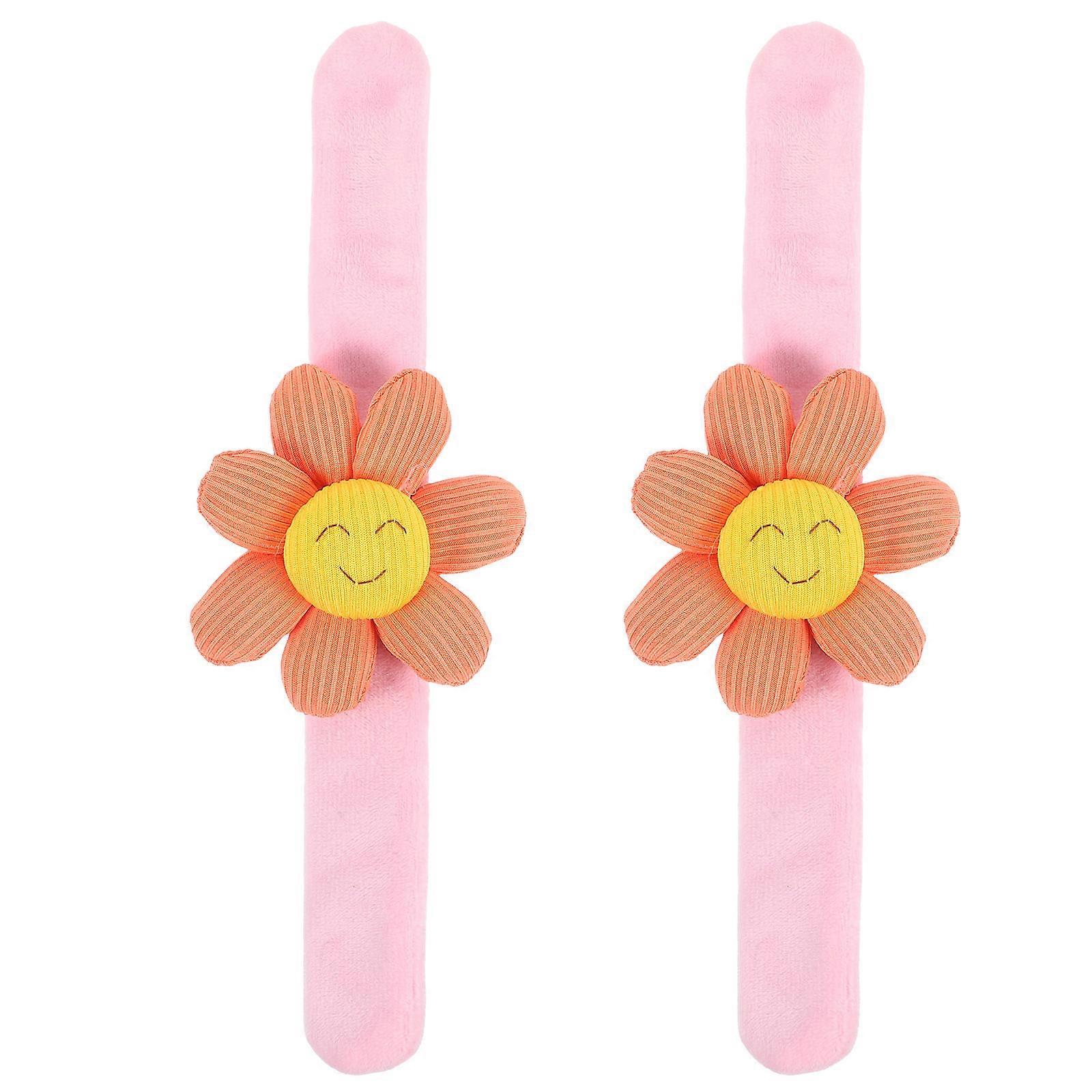 FRCOLOR 2pcs Soft Cartoon Slap Bracelet Sunflower Wrist Band Party Favor