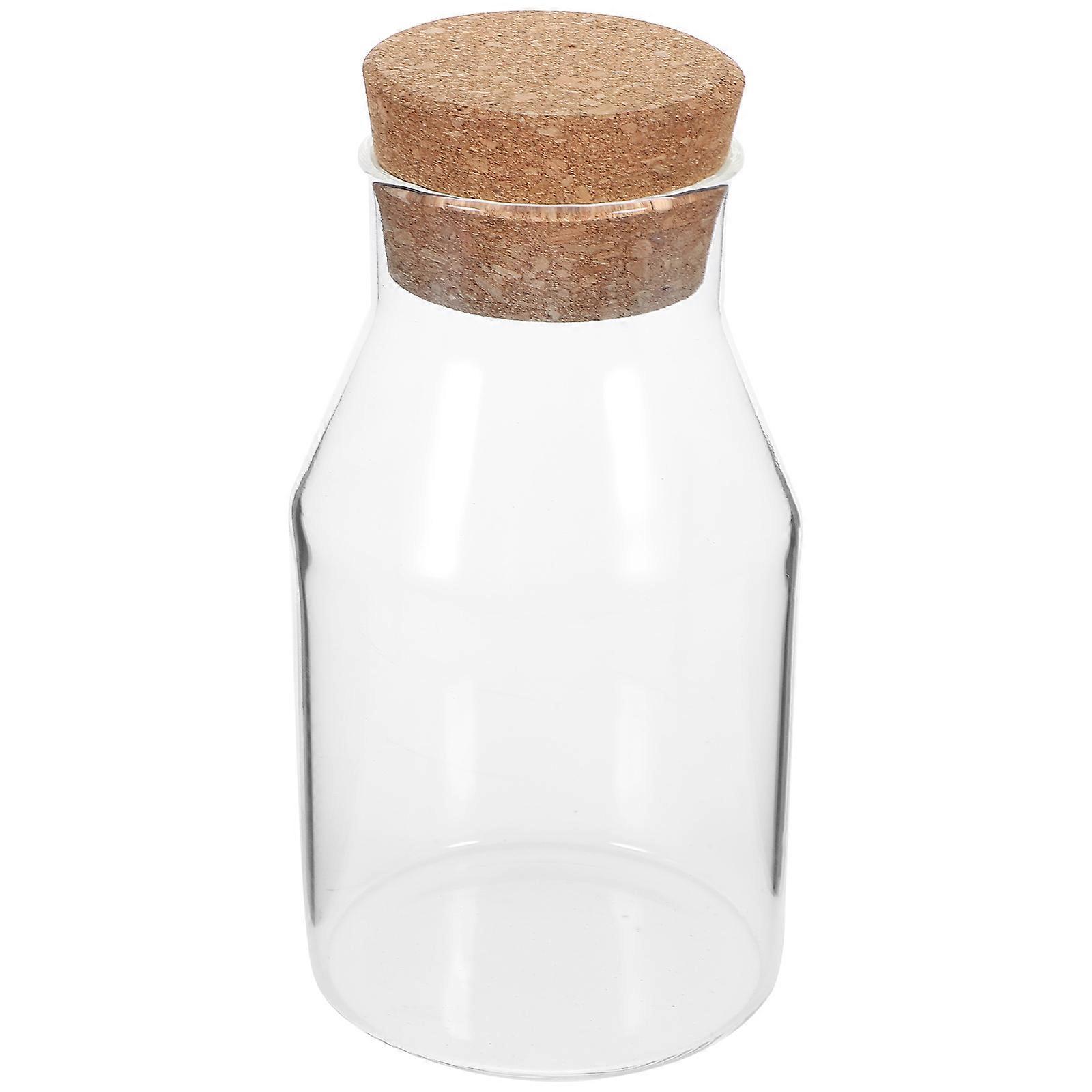 Storage Jars With Lids Clear Glass Canister With Cork Stopper Household Item Square 600Ml Sealed 1Set