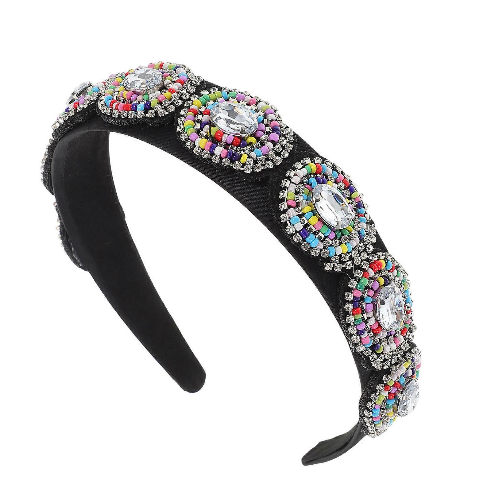Elegant Headbands For Women Baroque Style Rhinestone Headband Comfortable Wear Multi Color 5.5×4.7×1.2in Versatile Pairing 1Set