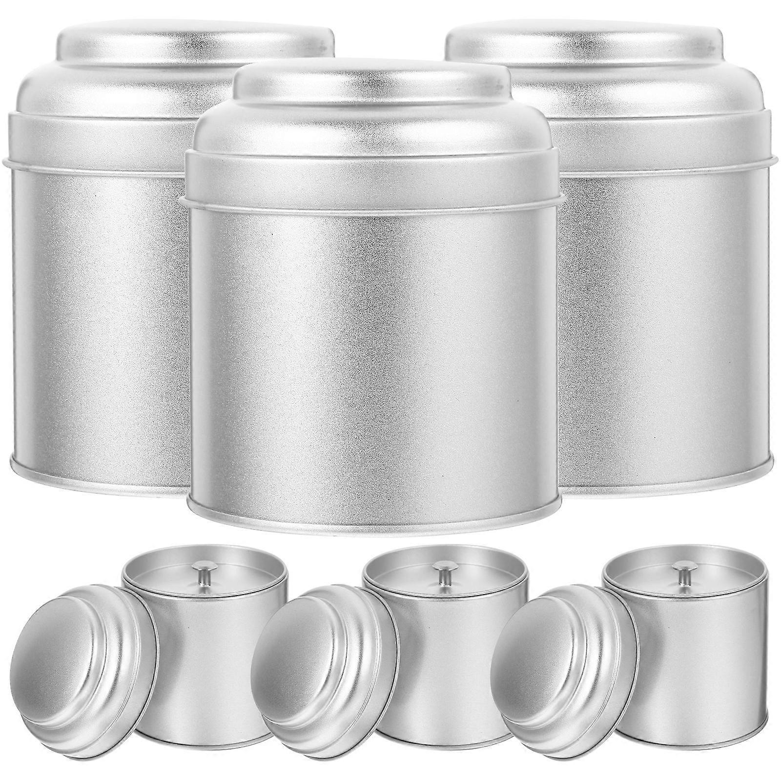Loose Leaf Tea Tins Storage Double Lids Multi Function Freshness Preservation Households 6Pcs