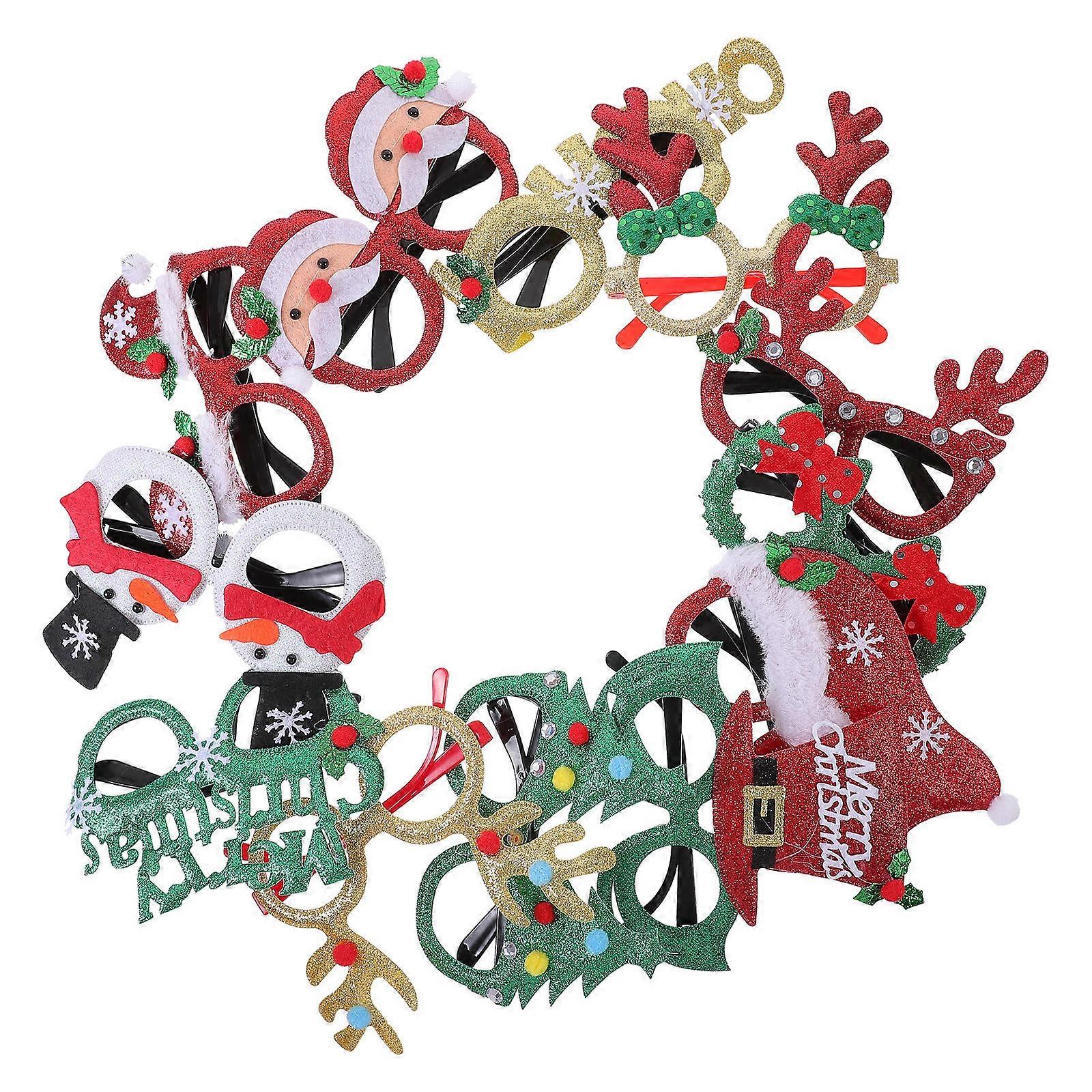 12 Assorted Christmas Glasses Frames for Holiday Decor and Party Fun Perfect for All Ages