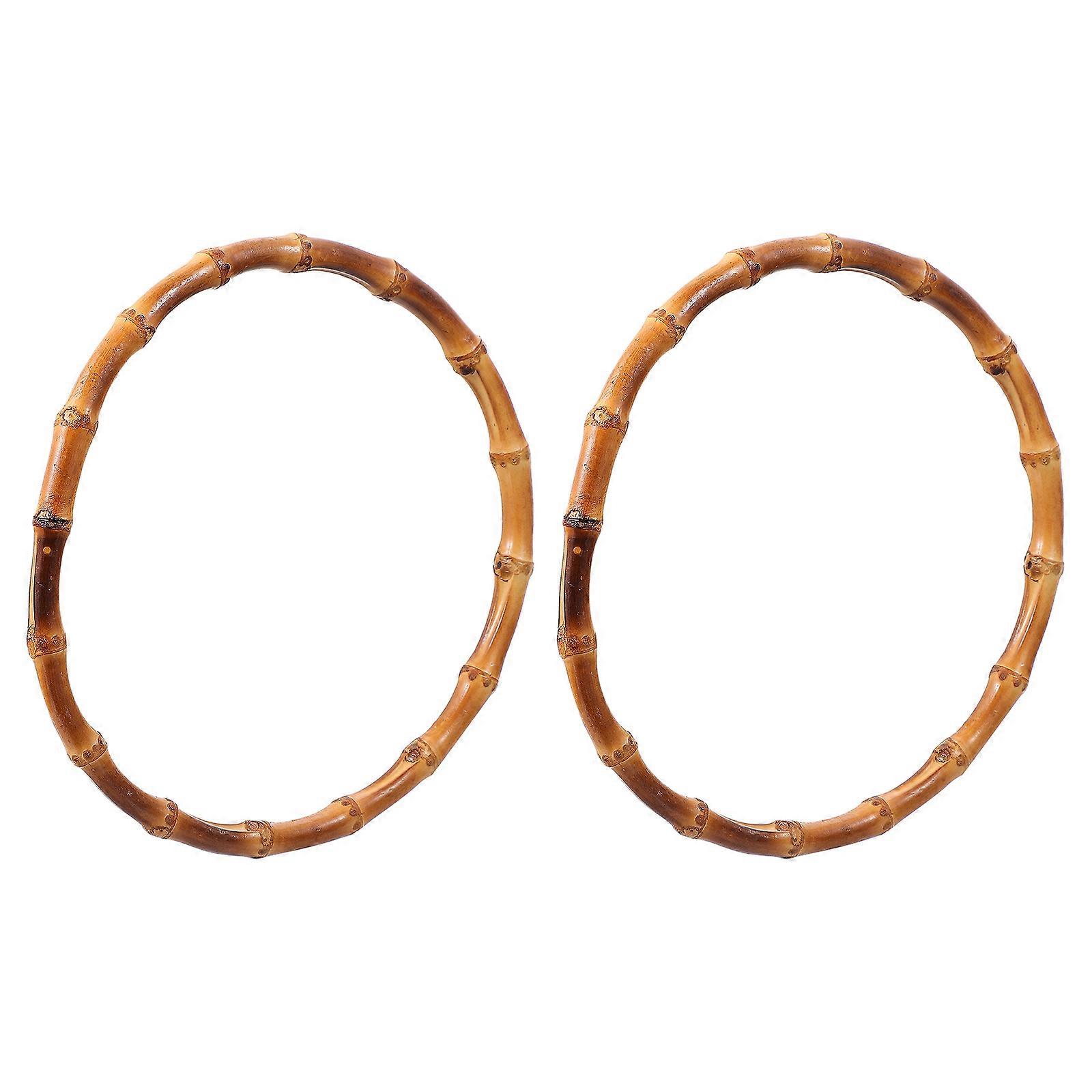 Bamboo Purse Handles DIY Bag Accessories Replacement Handle Rings for Handmade Handbags Clutches