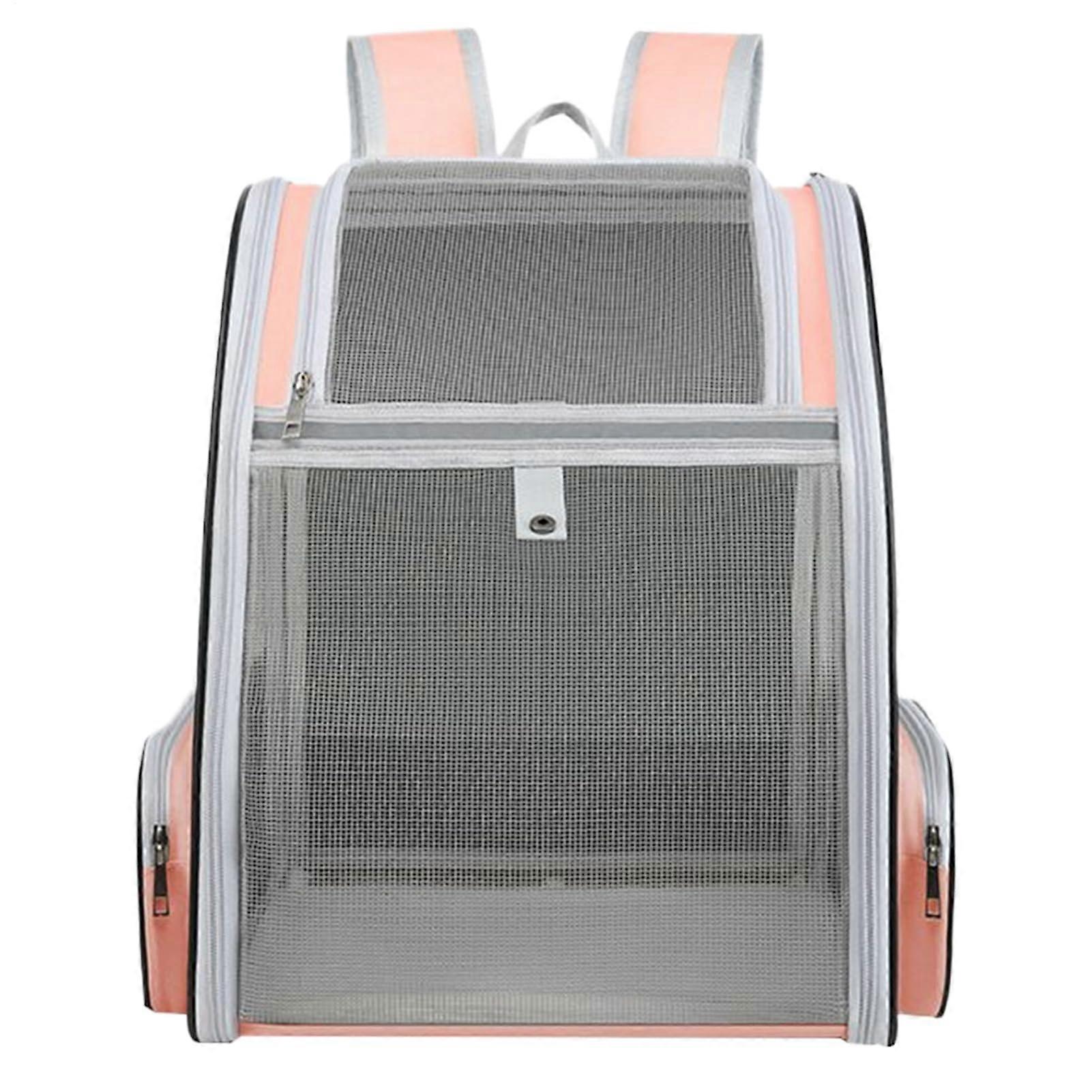 Cat Backpack Carrier, Travel Bag, Pink With Non-Slip Base Plate, For Small and Medium Animals