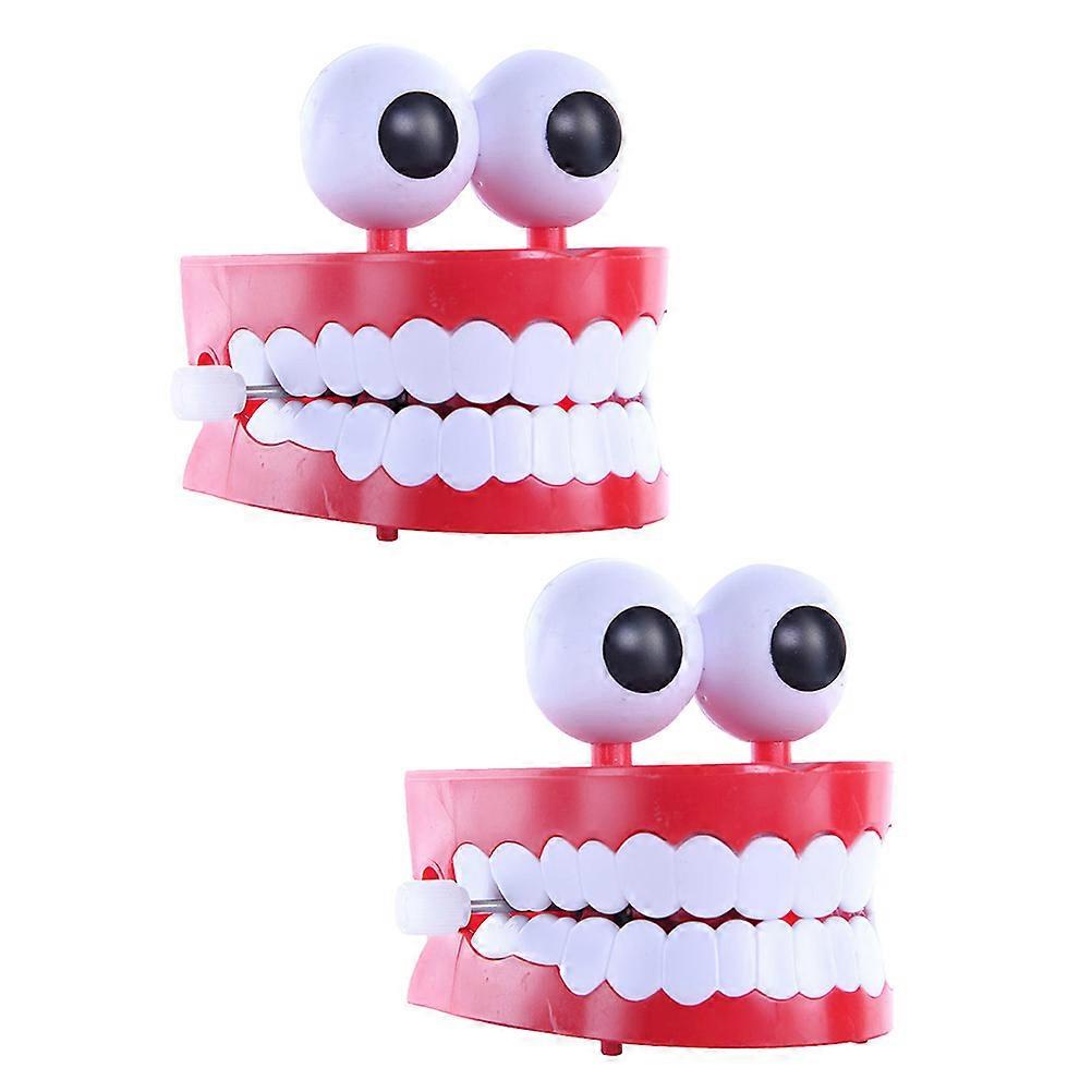 Funny Clockwork Toys Styled As Big Eyes And Big White Teeth Perfect For Kids Entertainment During Easter Party 2Set
