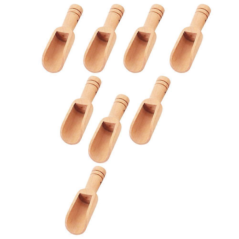 Wooden Tiny Spoons Set 8Pcs For Household Tea And Coffee Use Mini Khaki Color Spoons