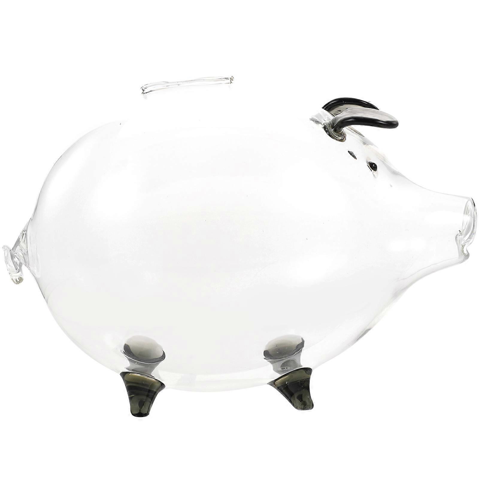Cute Pig Shaped Glass Piggy Bank for Home Decor – Encourages Saving Habits, Desktop Coin Storage Box