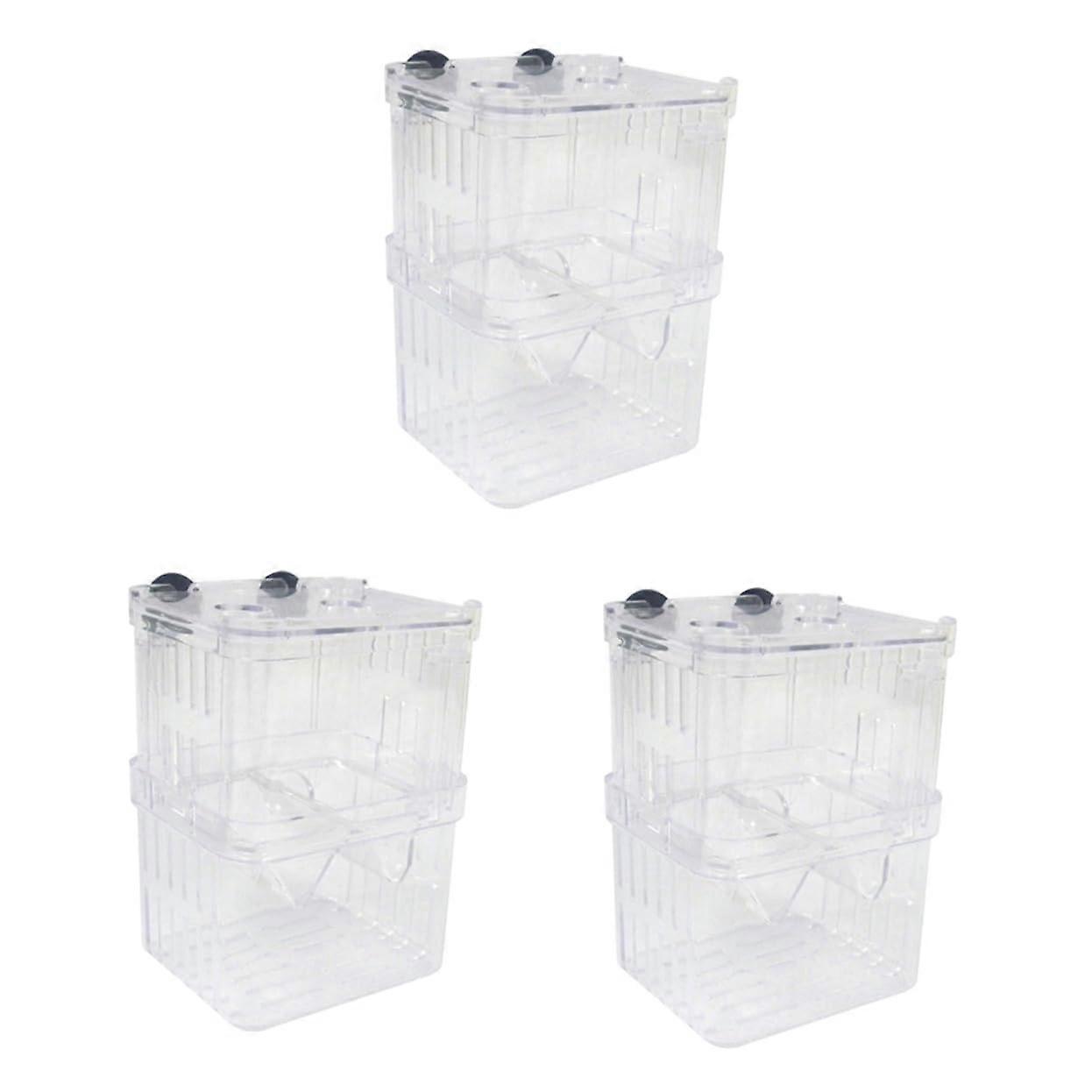 3Part Transparent Fish Breeding Box – Aquarium Hatchery Isolation Divider, Breeding Container with Suction Cups for Small Shrimp