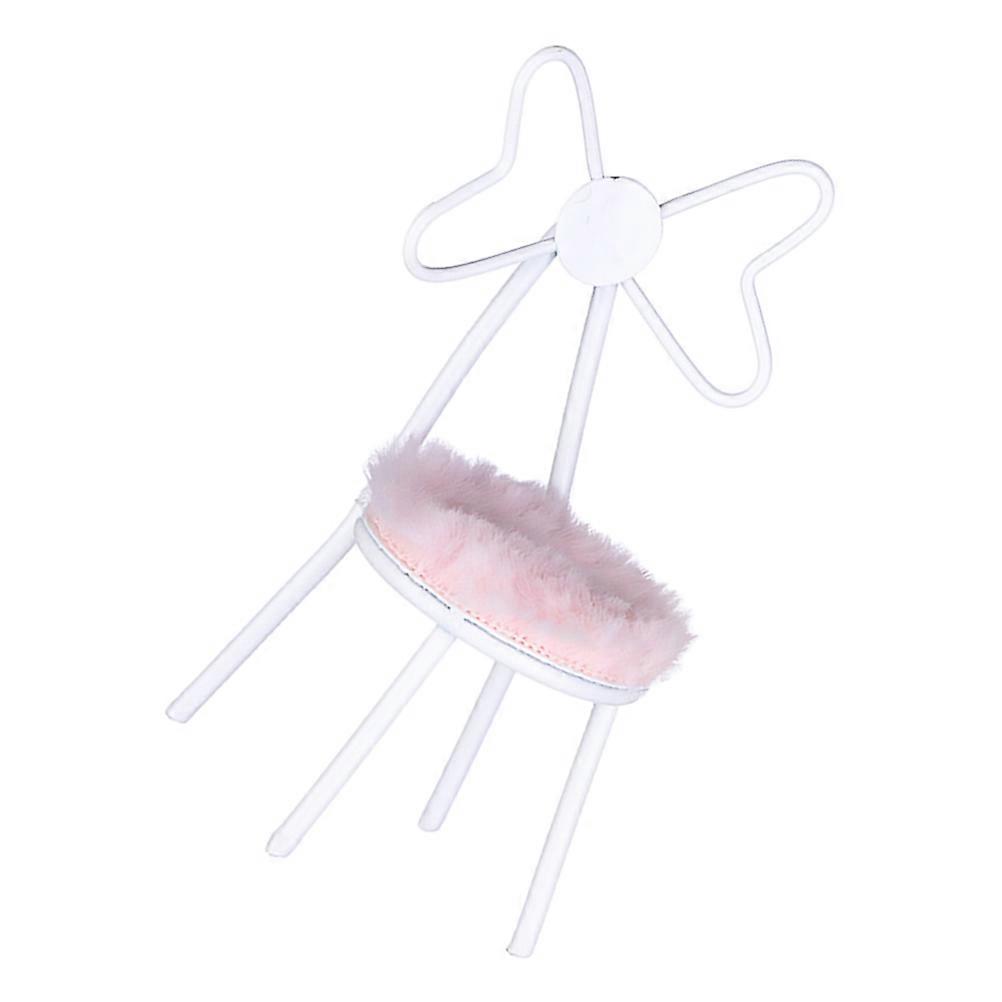 Dollhouse Miniature Chair With Butterfly Shape Backrest Ideal For Dollhouse Bedroom 10.00X5.00X5.00CM White Minimalist Style 1Pcs