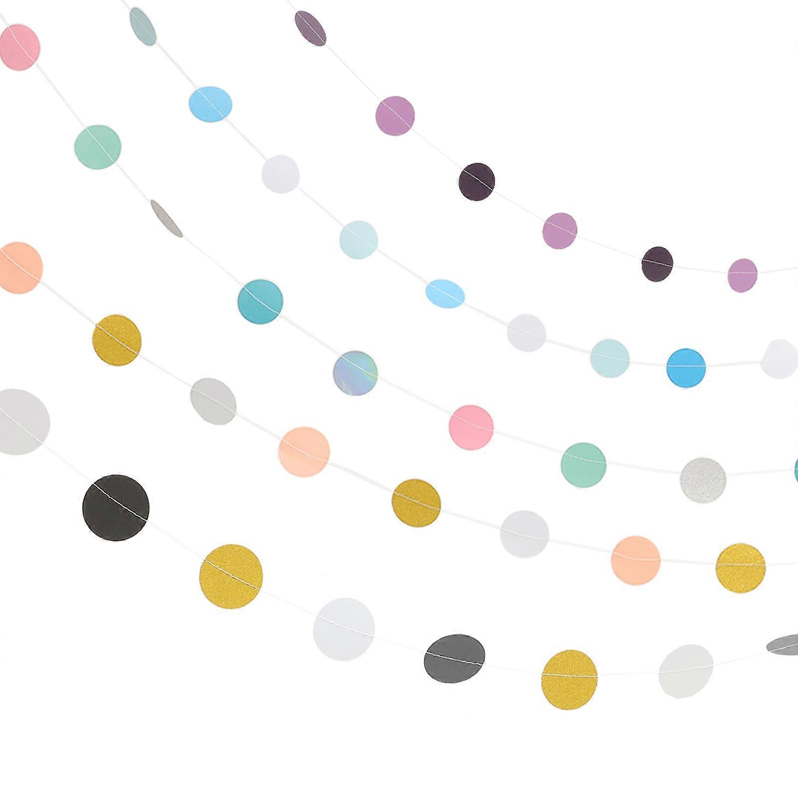 Assorted Color Circle Dot Garland For Party Hosts Birthday Celebrations Creative Design 5 Sets