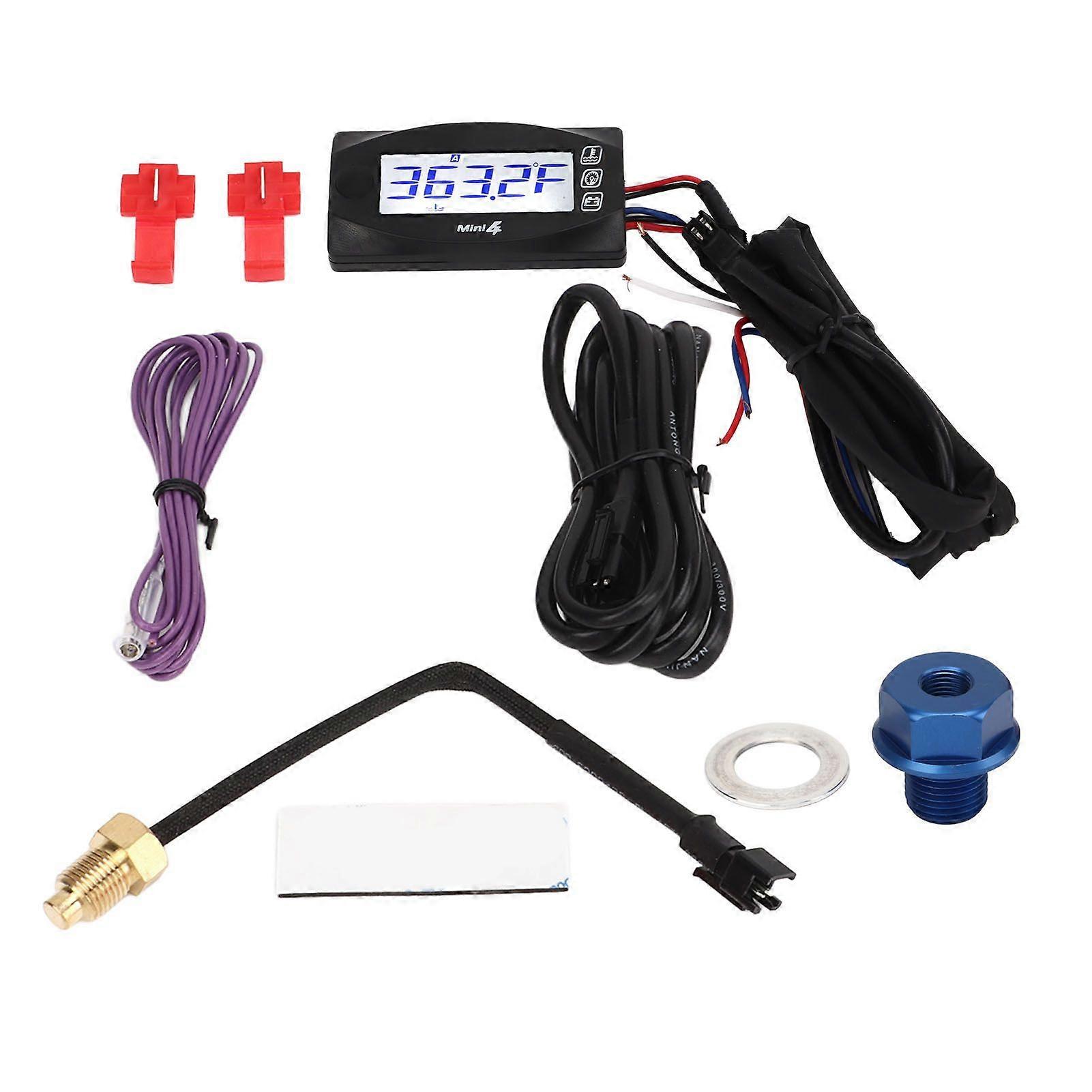 Termometro per moto Display digitale LCD 4 in 1 tempo tensione velocità temperatura olio