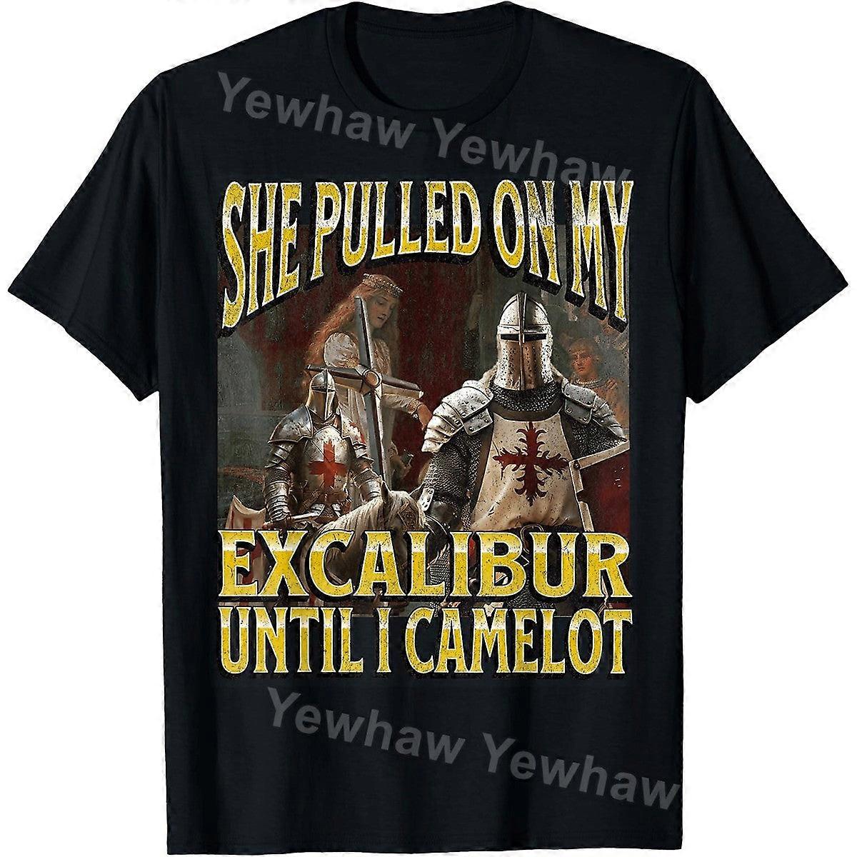 Pulled On My Excalibur Funny Offensive Knight Meme Bootleg T-shirt