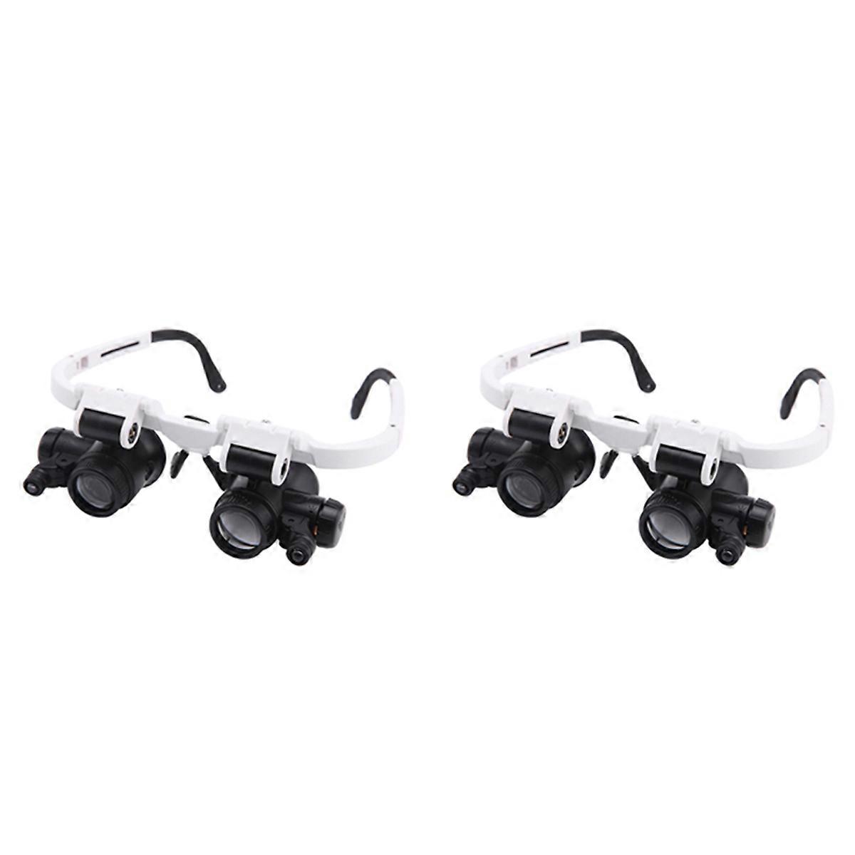 2pcs 9892H-1 Spectacle Magnifier Multifunctional Headband Magnifying Glasses with Light with 8X 15X