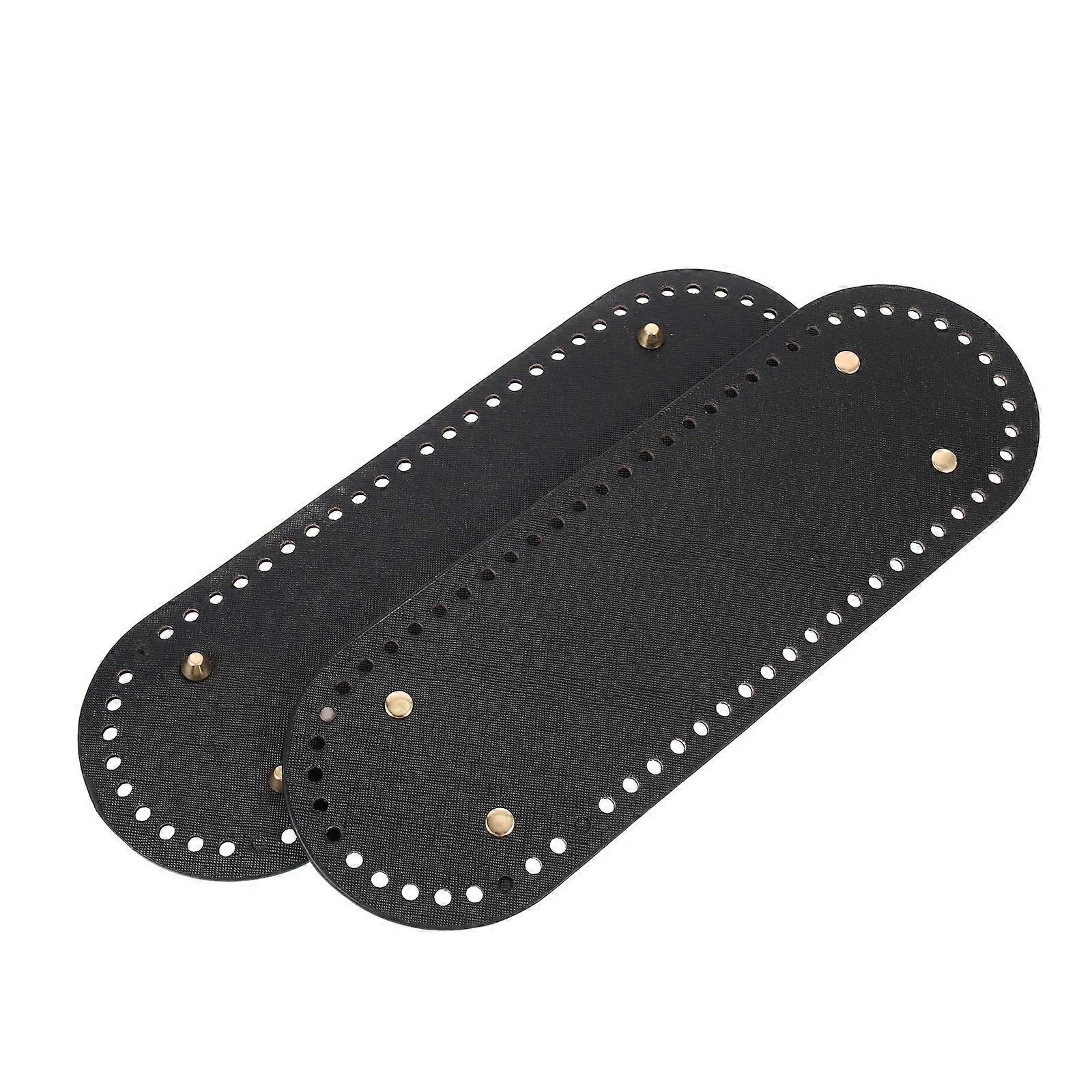 Oblong Blank Bottom 2Pcs Black PU Bag Base for DIY Use with Versatile Replacement