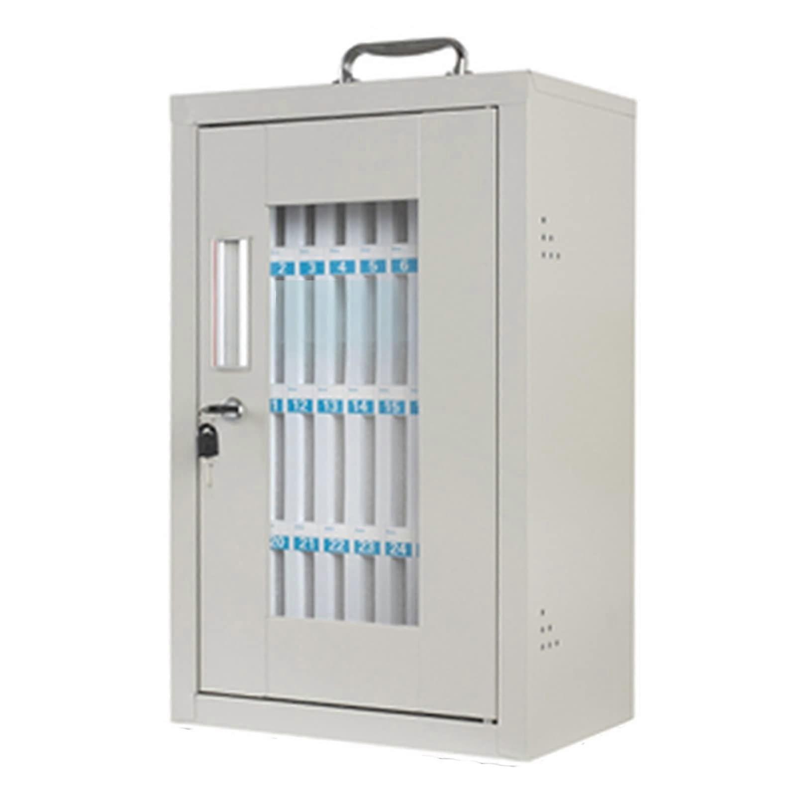 36-Compartment Steel Locker With Handle And Security Lock Model 46 Silver Finish For Offices Schools Events