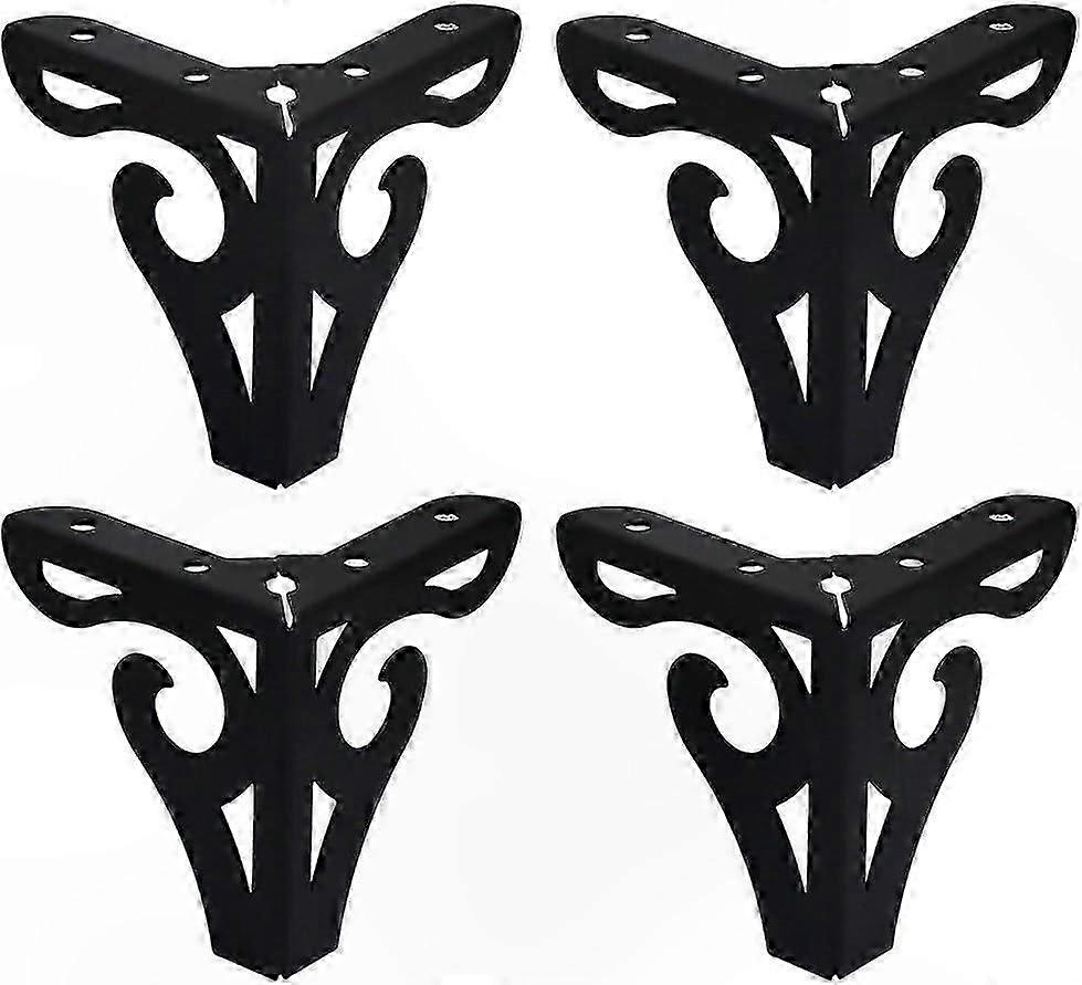 Set of 4 Furniture Legs, 10cm Matte Black Triangular Hollow Design for Sofas and Chairs