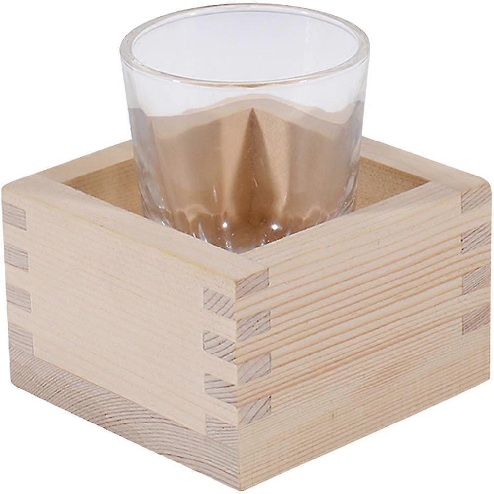 Japanese Sake Cups Set with Wooden Box for Drinking Use Glass and Wood Multi 1 Set