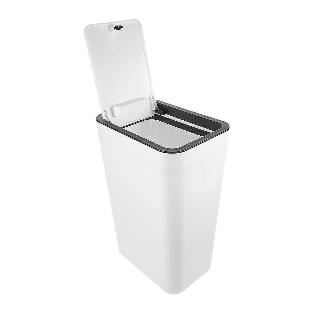White Plastic Trash Can with Lid for Home Compact Size Big Opening Space Saving 4.5 Gallons