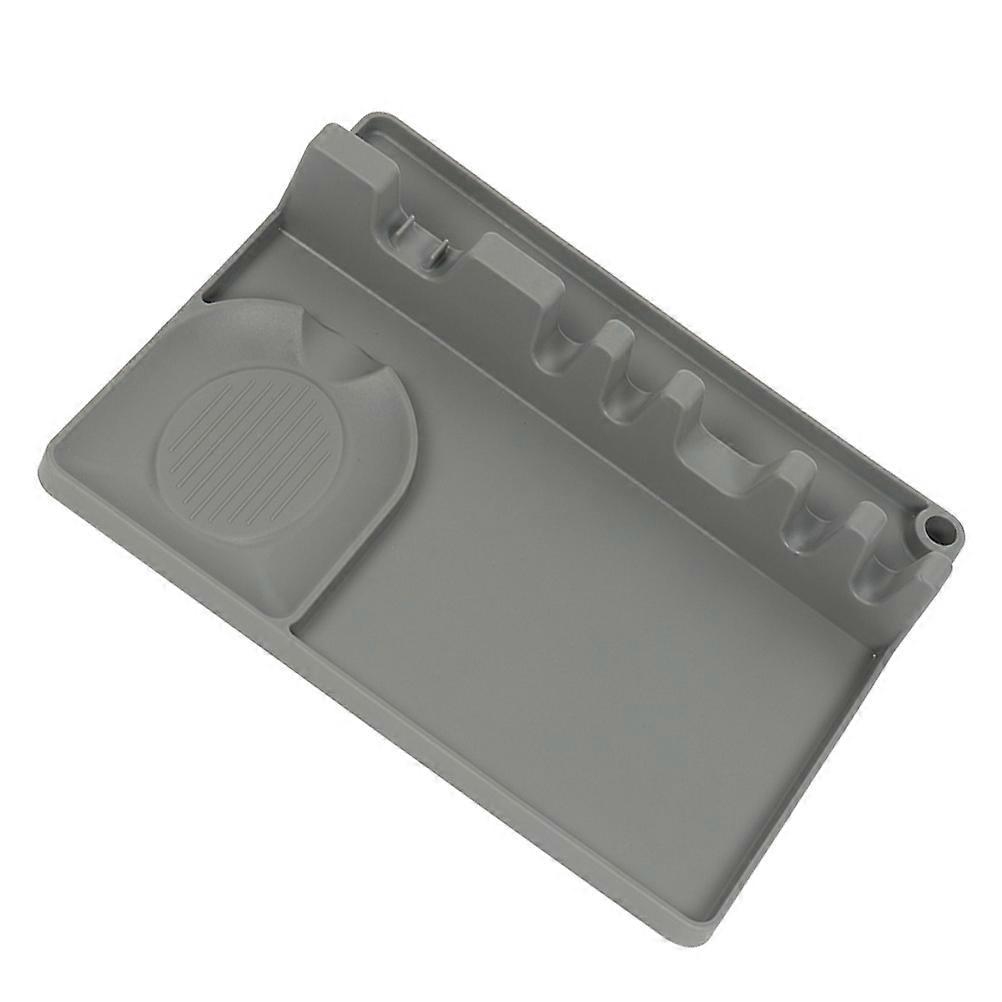 Silicone Ladle Rest Multifunctional Utensil Storage Holder Rectangular Grey 25.9X20CM Ideal For Homeowners Cooking Preparation 1Set