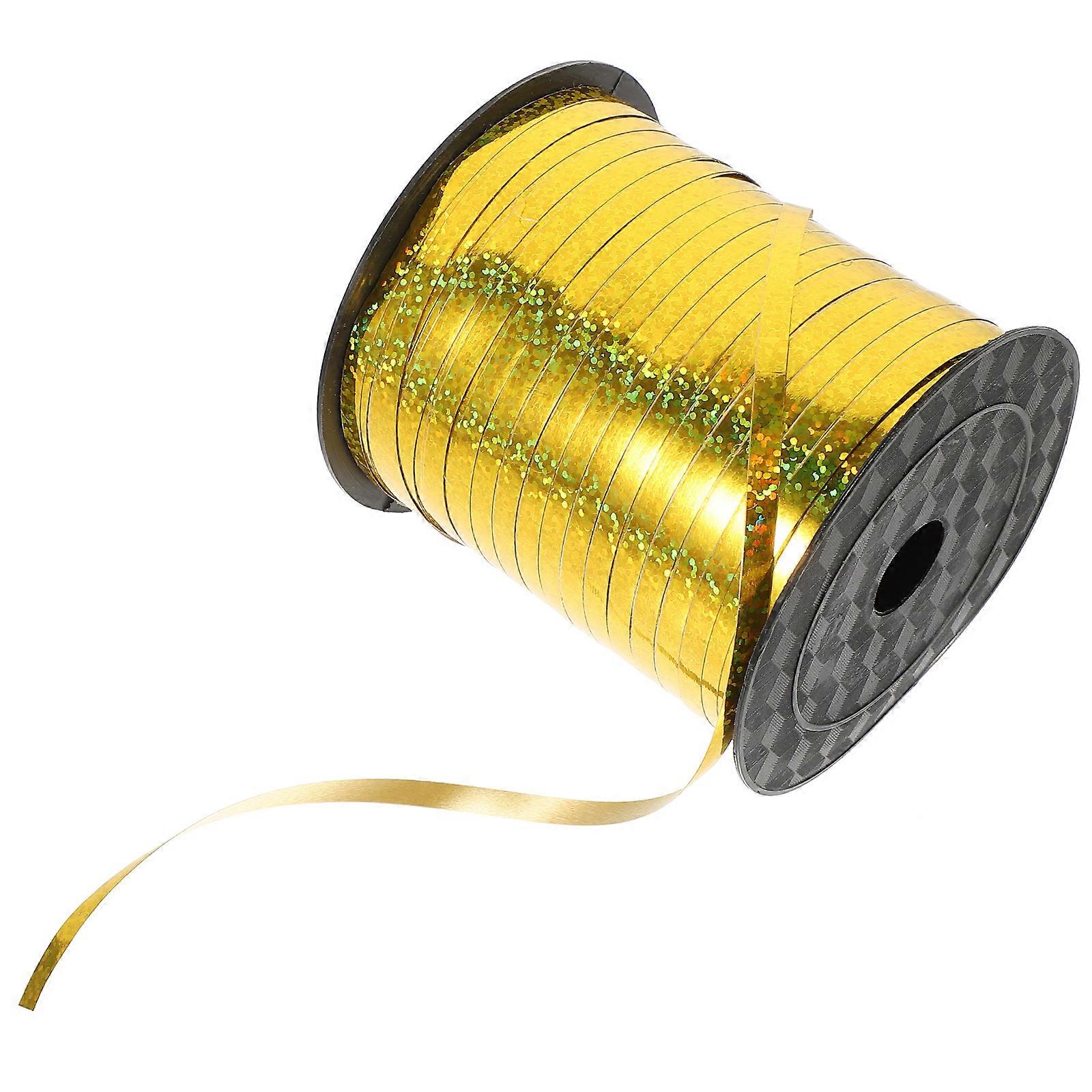 Gold Laser Ribbon Decorative Balloon String Wrapping for Crafts, Parties, Weddings Durable Yards Spool for Easy Use