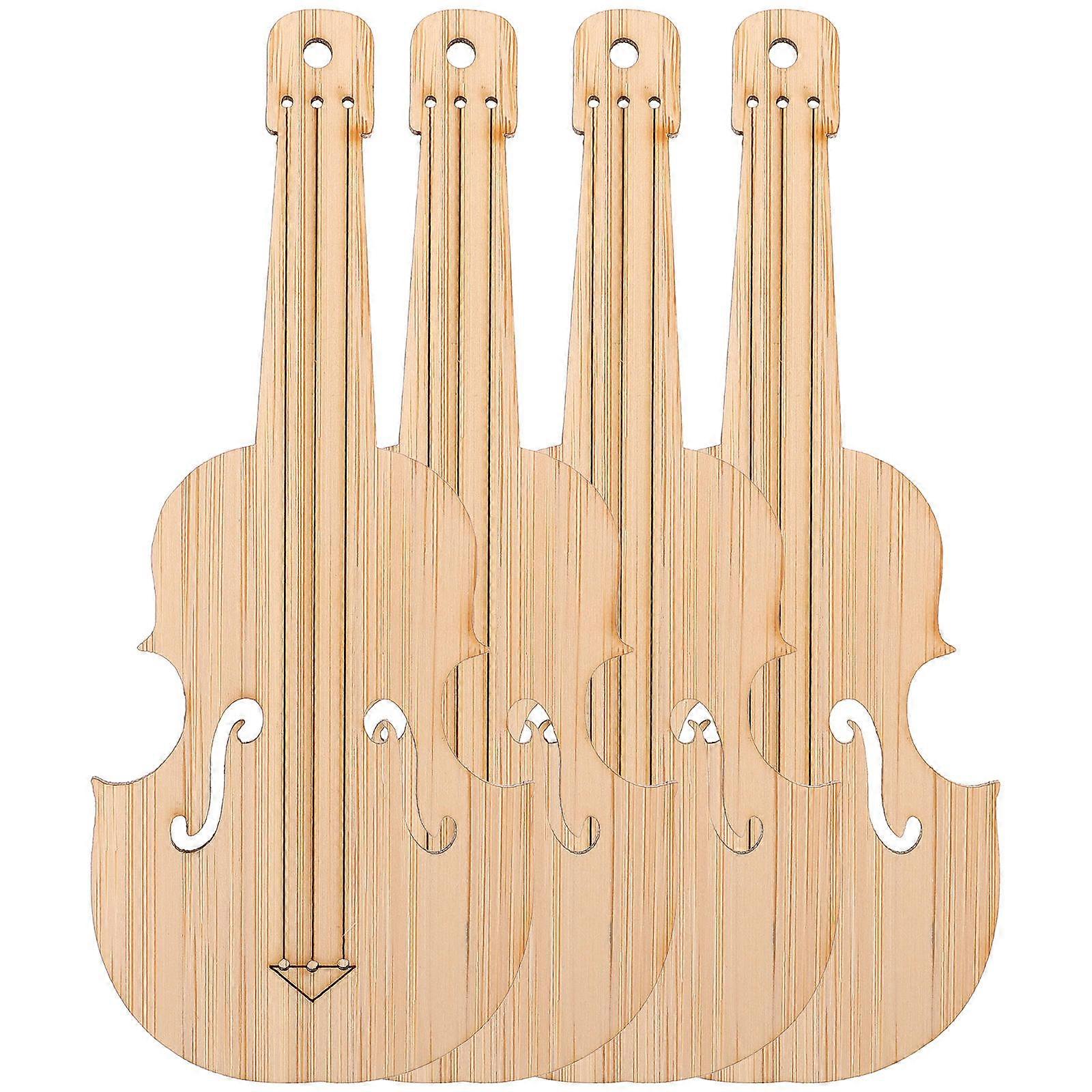 Bamboo Bookmarks with Musical Instrument Design for Reading and Decoration Beige 4pcs