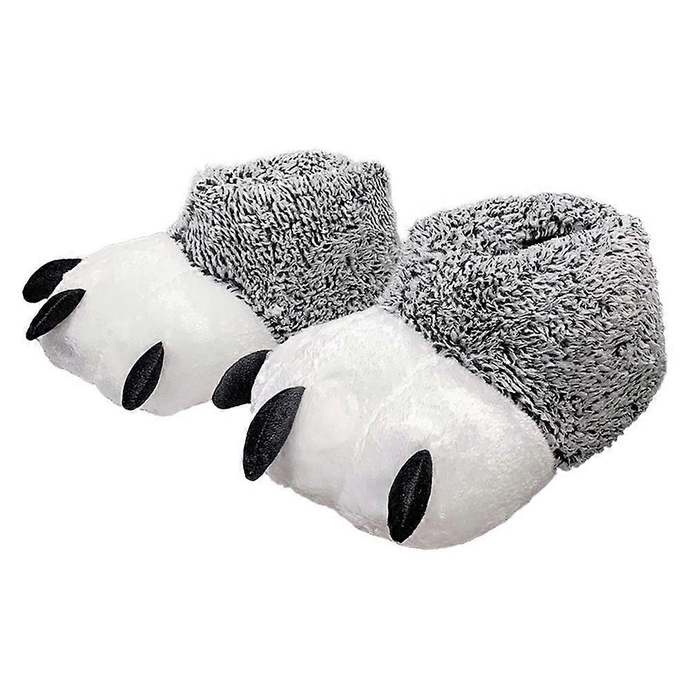 Lovely Paw Pattern Slippers for Wearing at Home Assorted Color Plush and TPR Size 1 Pair
