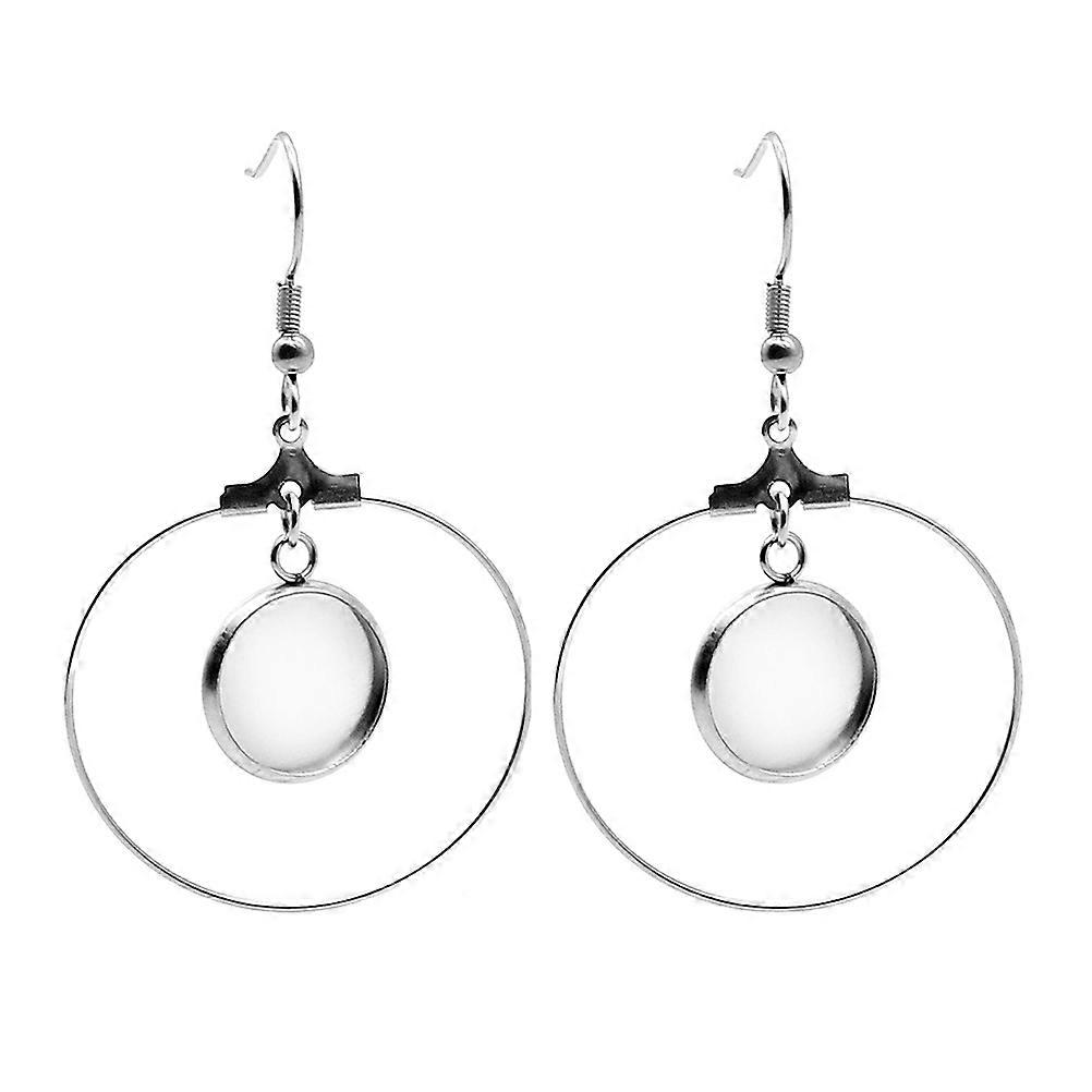 Jewelry Making Charms 20Pcs Empty Earring Tray For Crafting Projects With Inside Diameter 14Mm Silver Round Design