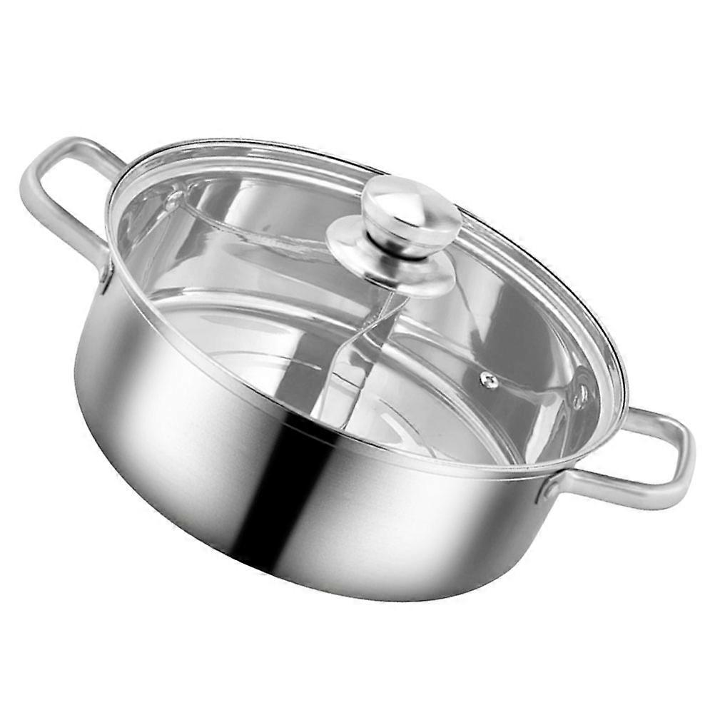 Induction Cooker Pot For Home Cooking Stainless Steel Double-Flavor Hotpot With Non-Slip Design 28X28X9.8CM 1Pack