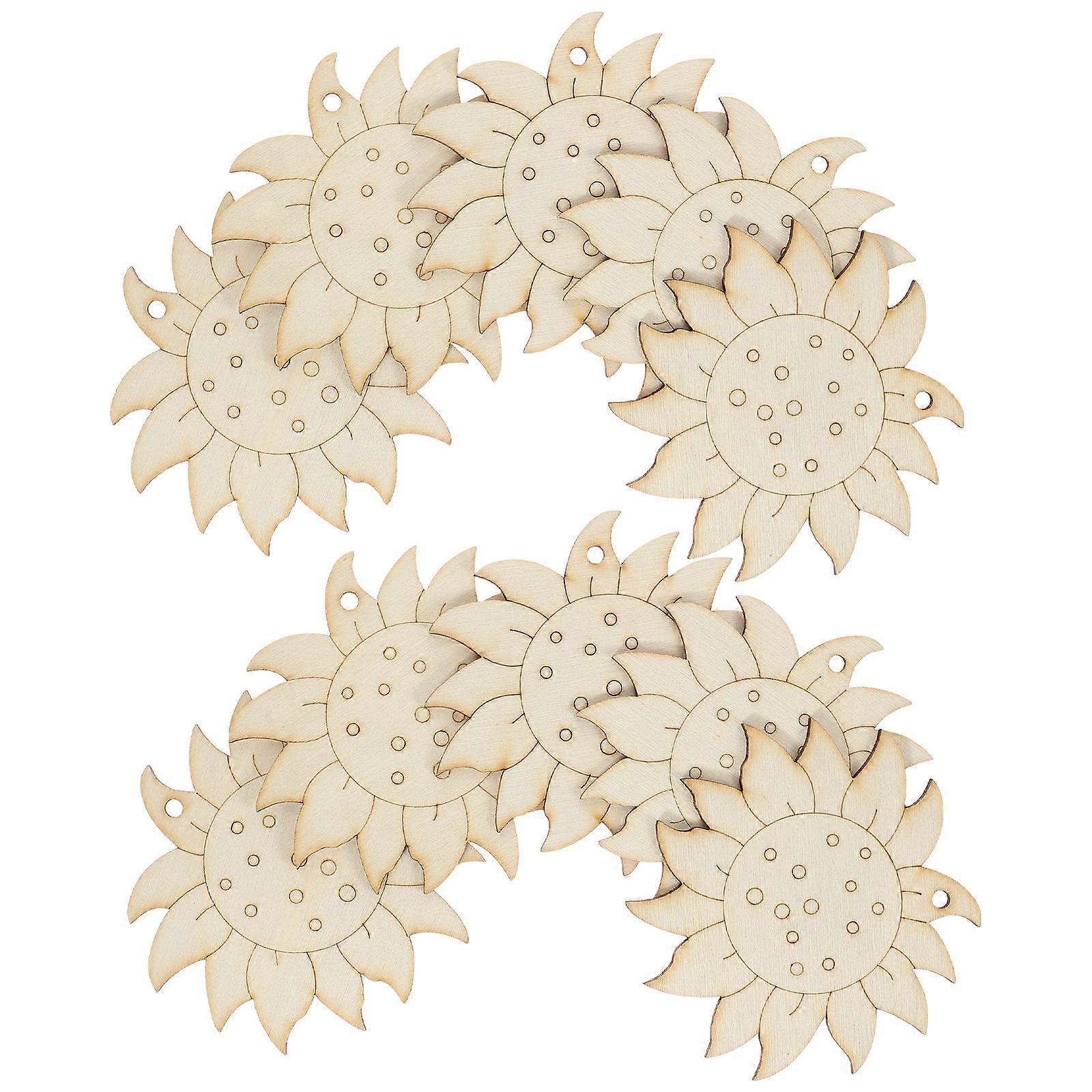 10Pcs Beige Wooden Flower Cutouts for DIY Crafts Unfinished Smooth Edges Safe to Use