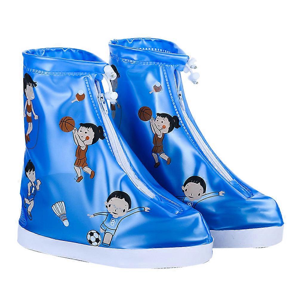 Durable Blue PVC Rain Shoe Covers For Children Non-slip And Wear-resistant 1 Pair Ideal For Outdoor Activities