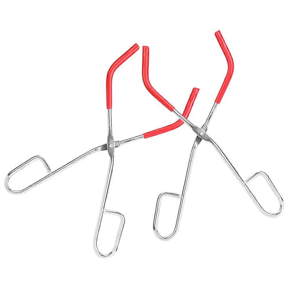 Red Metal Beaker Tong for Laboratory Use Grip and Versatile Size Accommodation 2pcs