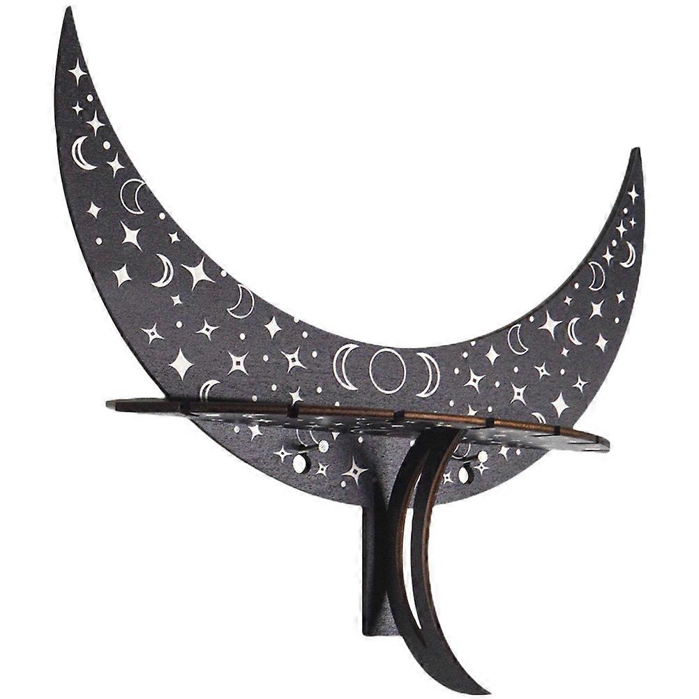 Wooden Crystal Display Shelf with Moon Phase Design for Ornaments, Candles, Essential Oils – Stylish Wall Storage Rack for Home Decor