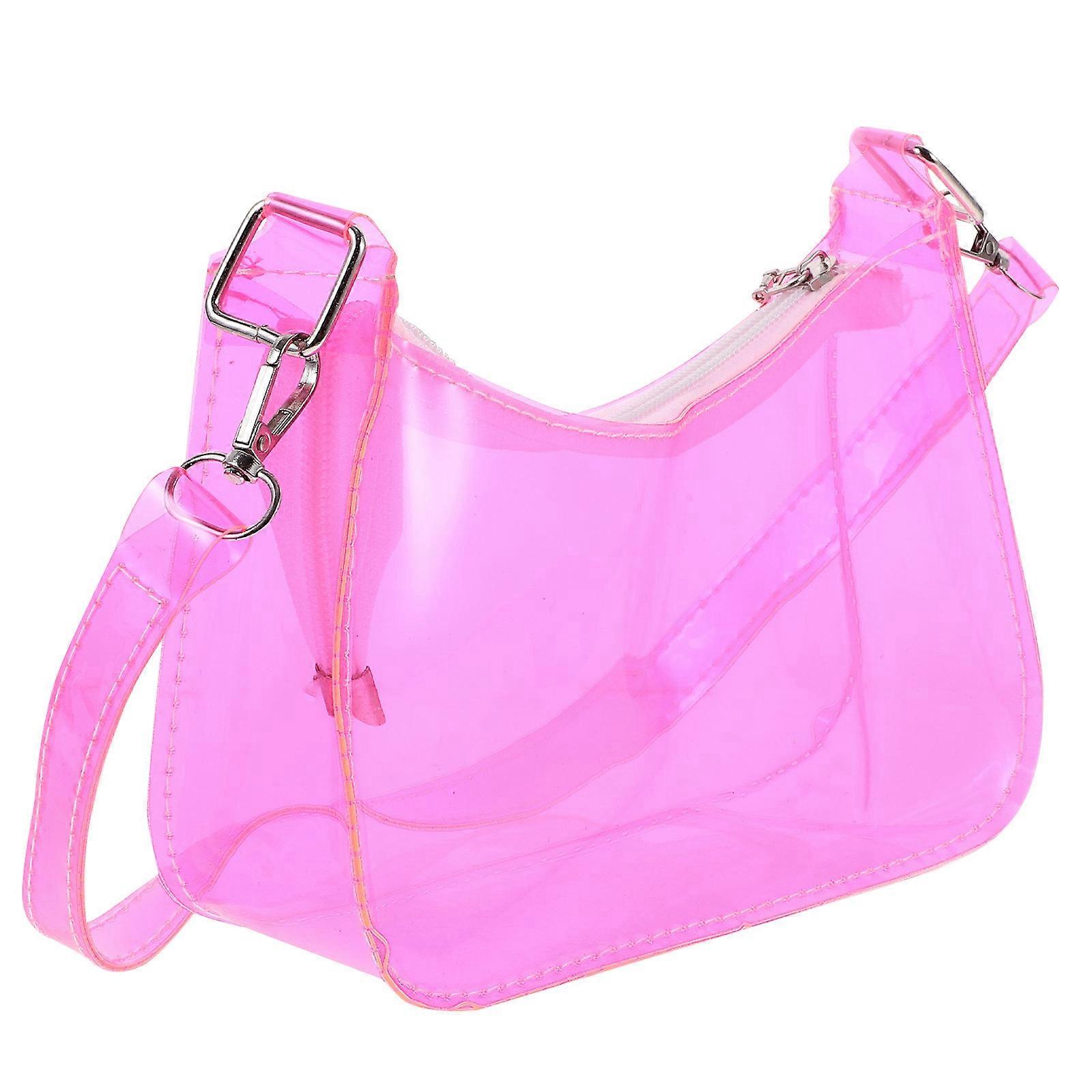 Transparent Storage Bag Women Clothes Bag For Daily Use 19.5X15cm Pink PVC Zipper 1Set