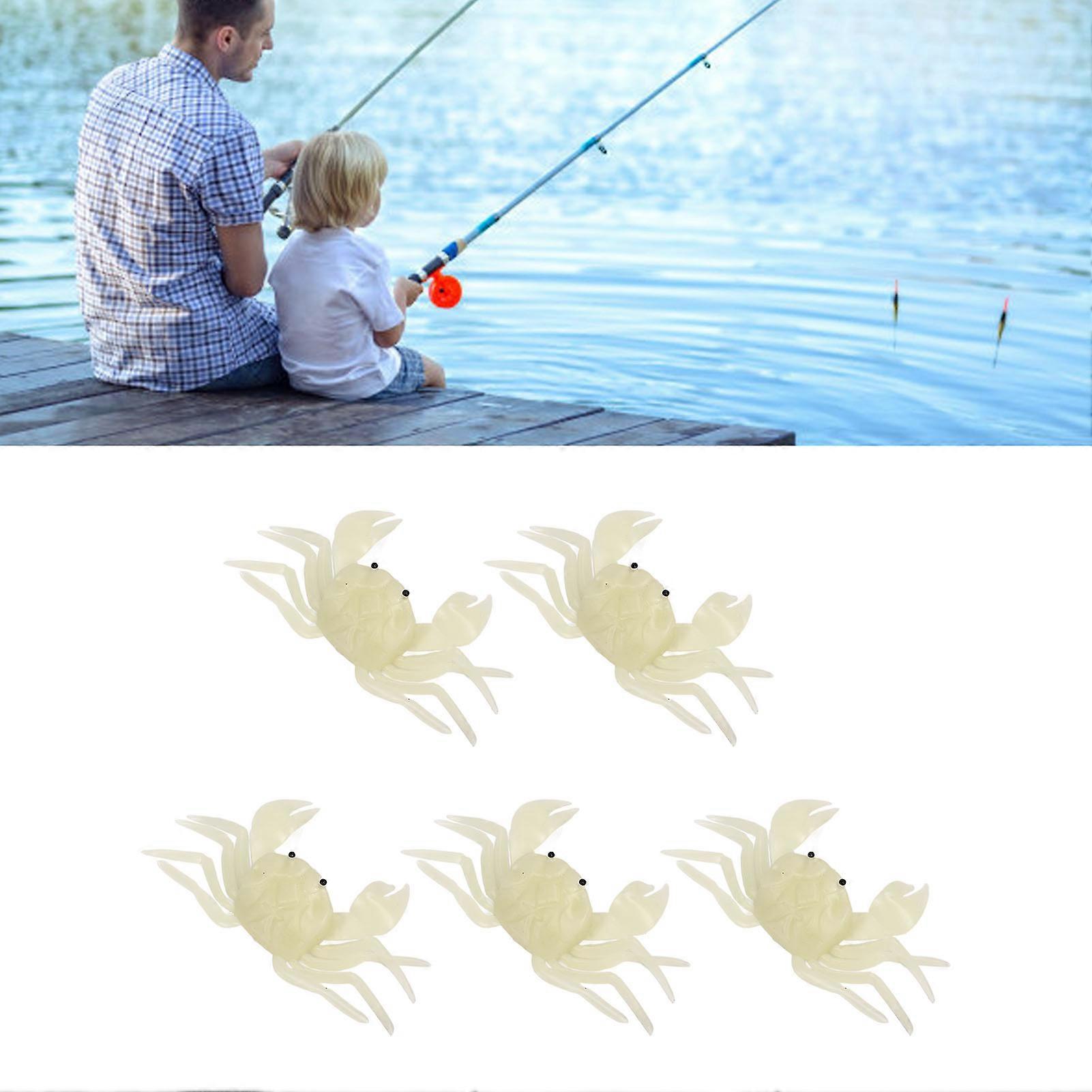 5PCS Simulated Crab Bait Soft Silicone Portable Reusable Artificial Fishing Lure for Angling Luminous 