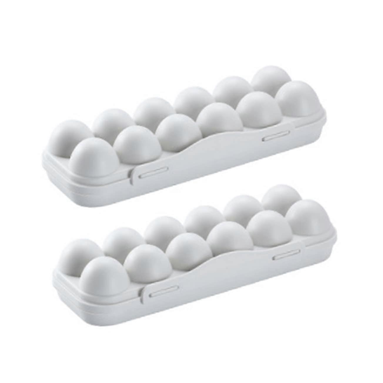 Egg Storage Box Set of 2 Stackable Egg Containers Food-Grade Plastic Refrigerator Organizer for Large Eggs Clear and Space-Saving