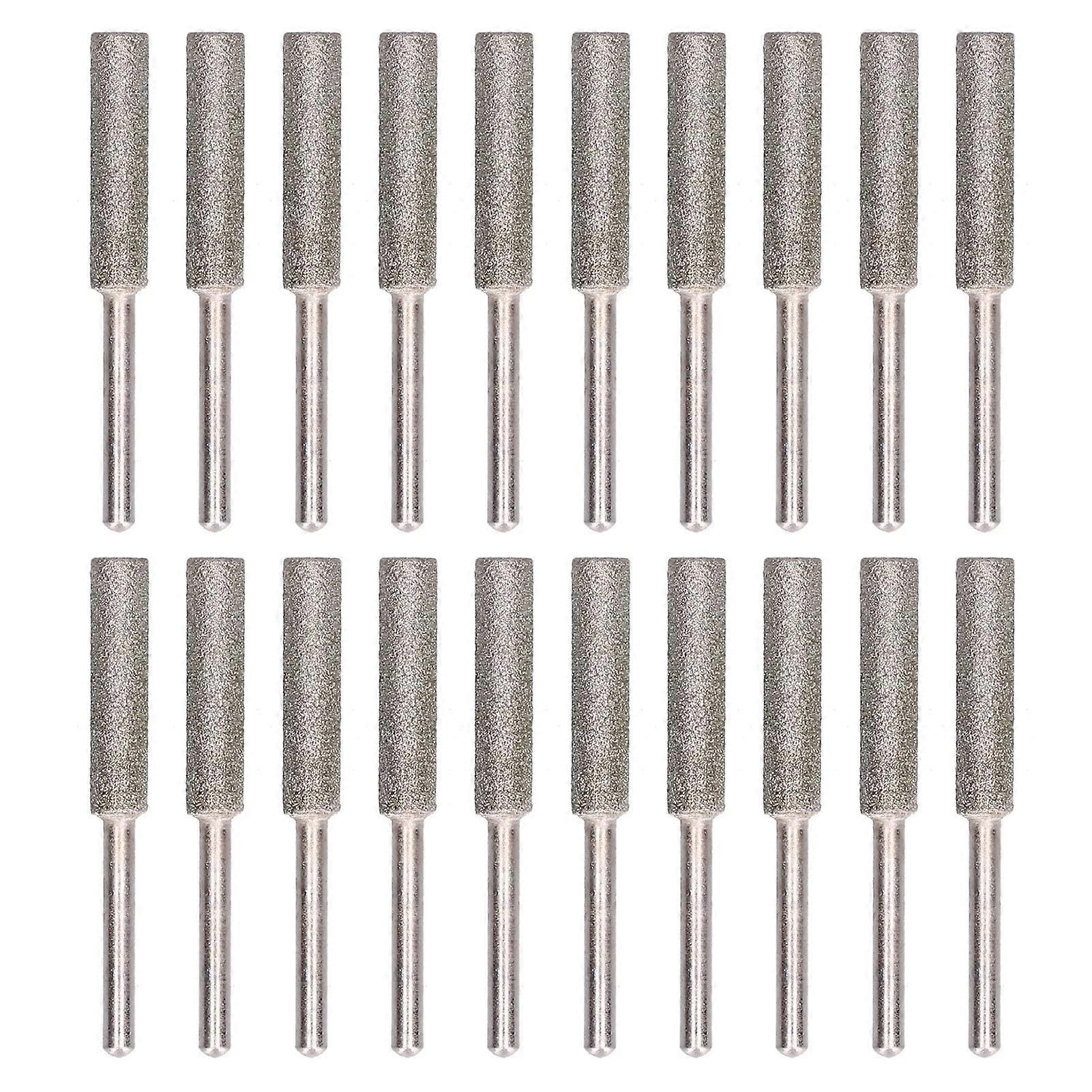 Pack of 20 Chainsaw Sharpeners Burr Grinding Head Rotating File Sharpening Tool Kit (5.5 mm Silver)