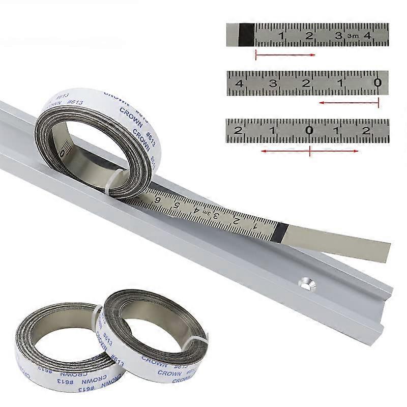 Metric Rulers Self Adhesive Rail Tapes for Mitre Saw, 0-2M Silver Measuring Scale, 1 Piece, Left to Right Use