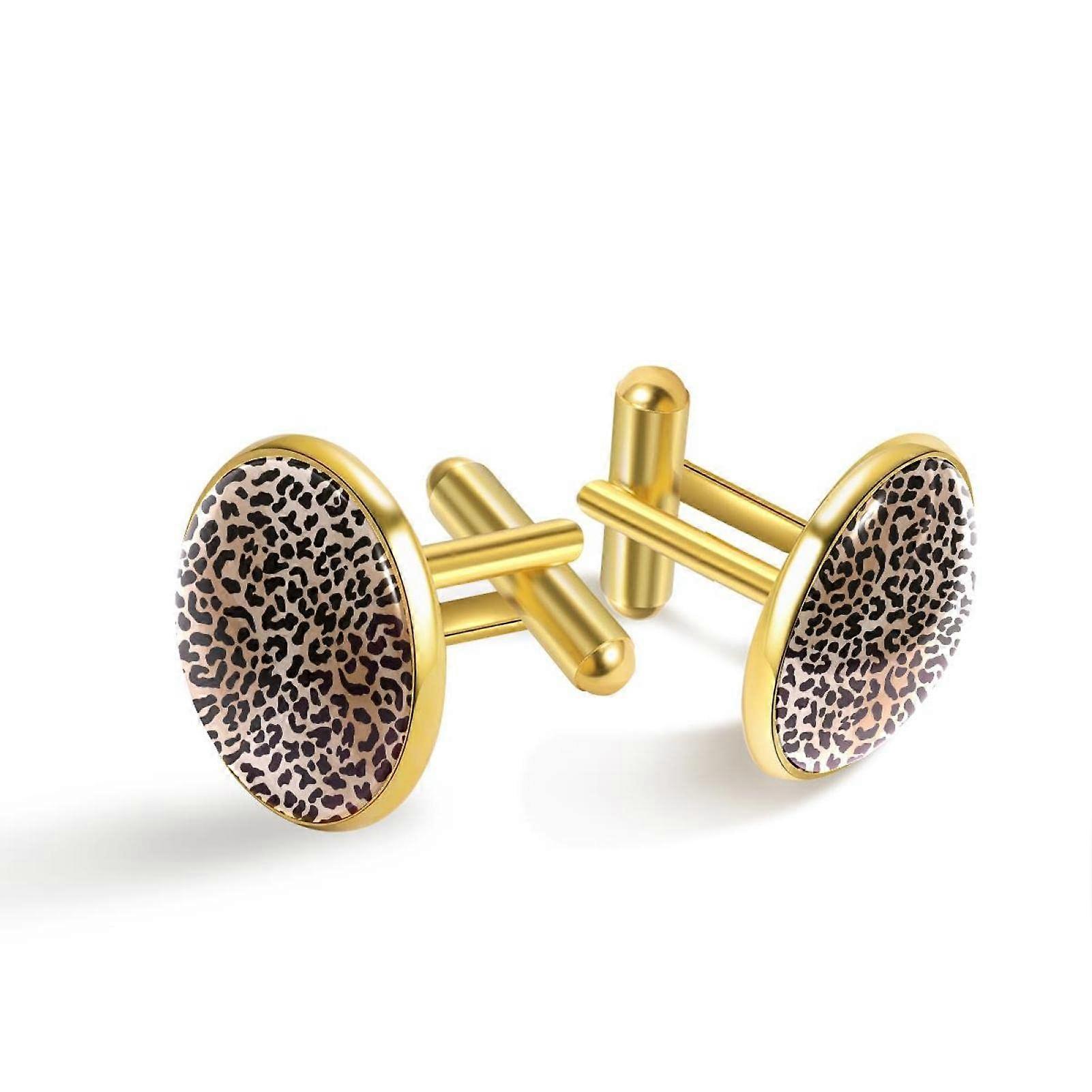 Cufflinks for Men - Classic Gold Leopard Design Cufflinks, Wedding Accessories for Formal Attire