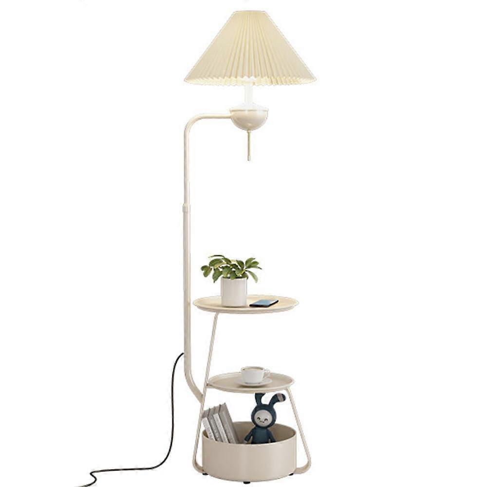 2 round tables and 1 trash can floor lamps, multifunctional standing modern creative decorative vertical lamp for living room sofa corner