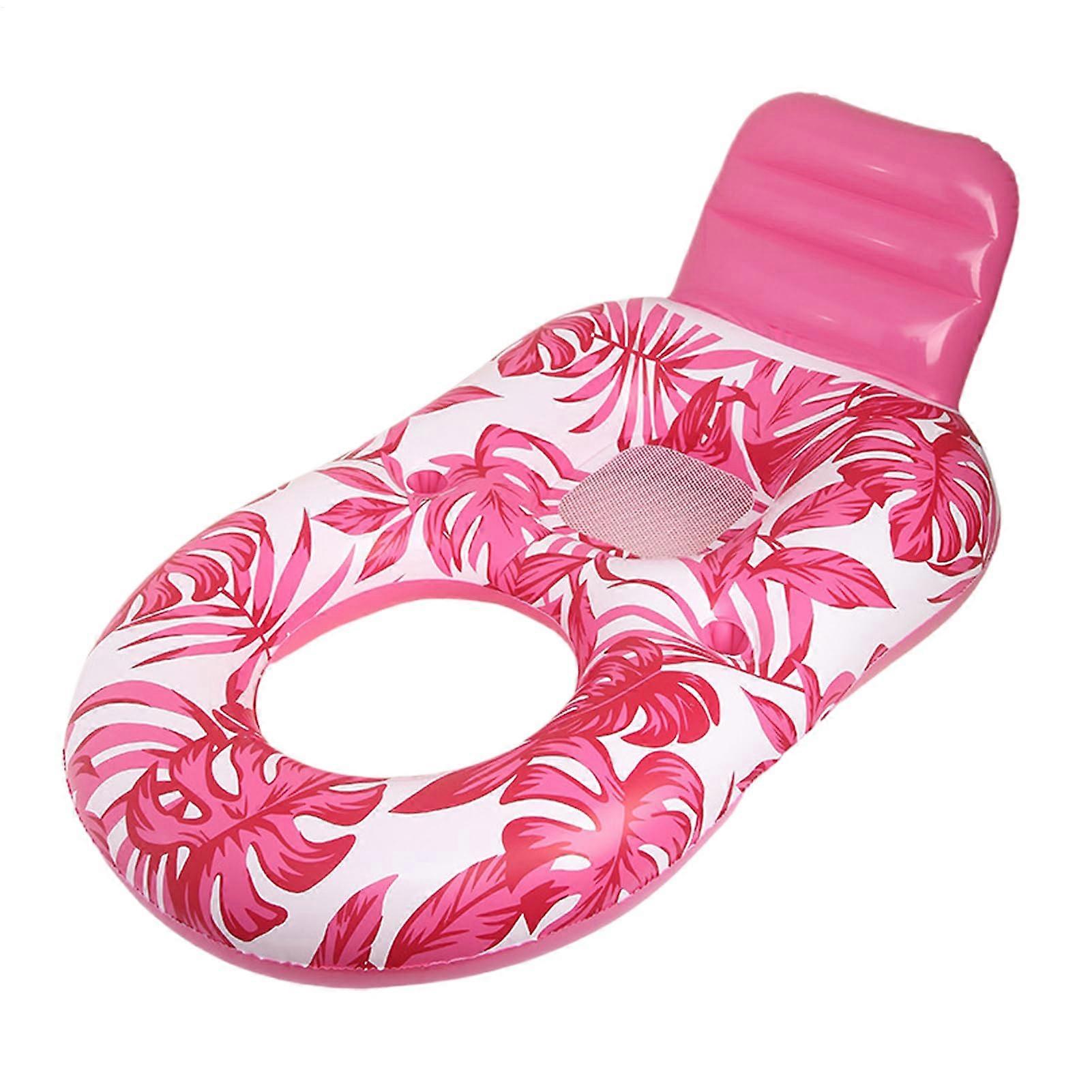 The versatile swimming aid support mat with maple leaf motif, robust air mattress for lake and pool, with drink holder pink.