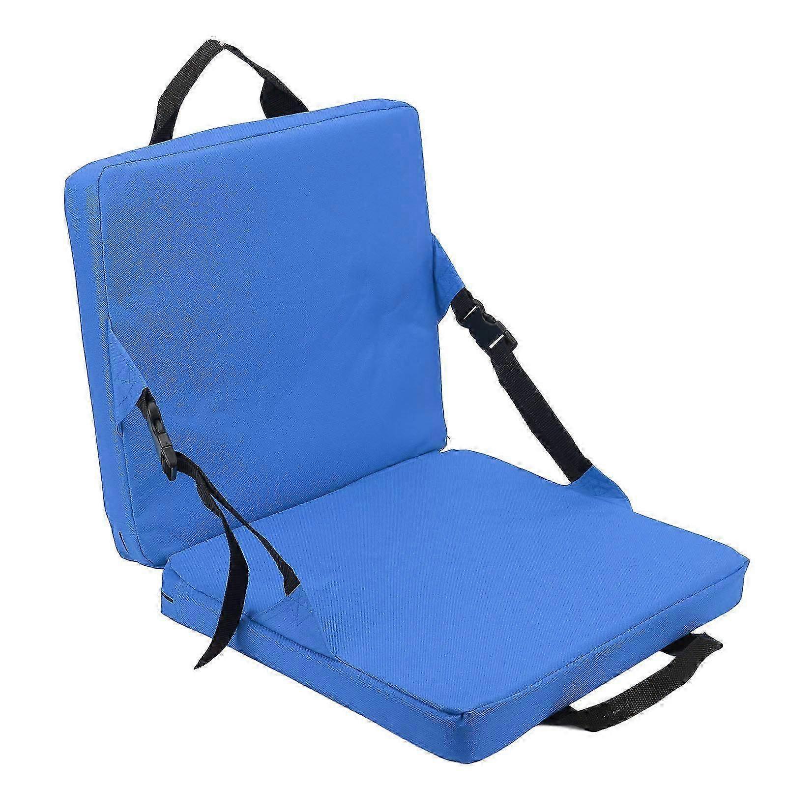 Blue Outdoor Folding Chair with Backrest & Soft Sponge Cushion - Comfortable Portable Chair for Stadiums & Beaches