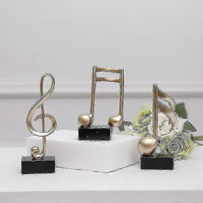 3 יחידות / סט תו מוסיקה פסלון סמל מוסיקלי קישוט שולחן עבודה שרף מלאכה מודרני קישוט הבית