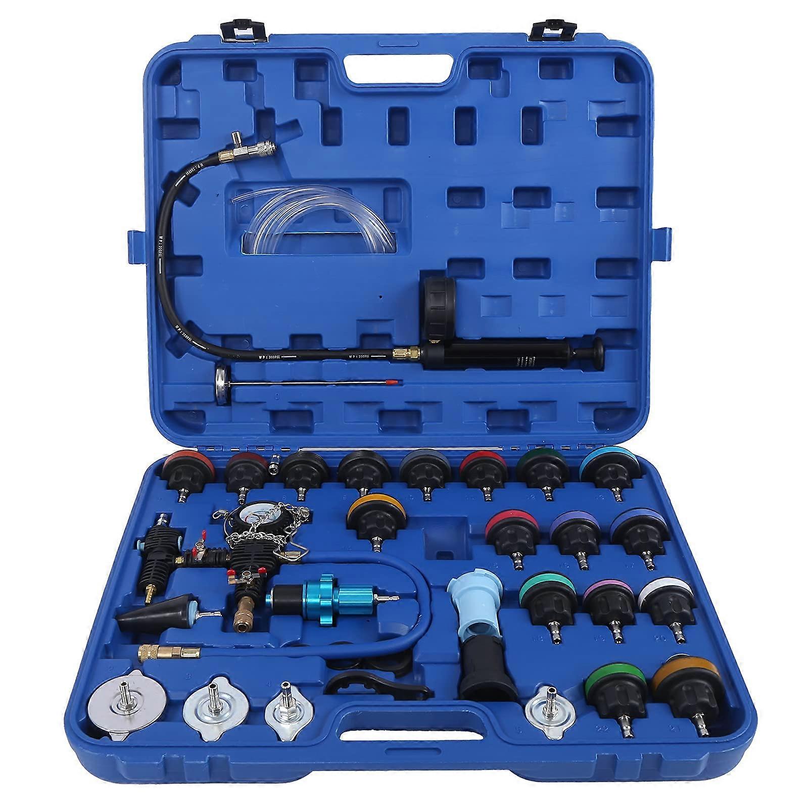 Pressure Tester Kit 33Piece Auto Motorcycle Trailers RVs Coolant System Detector With ColorCoded Test